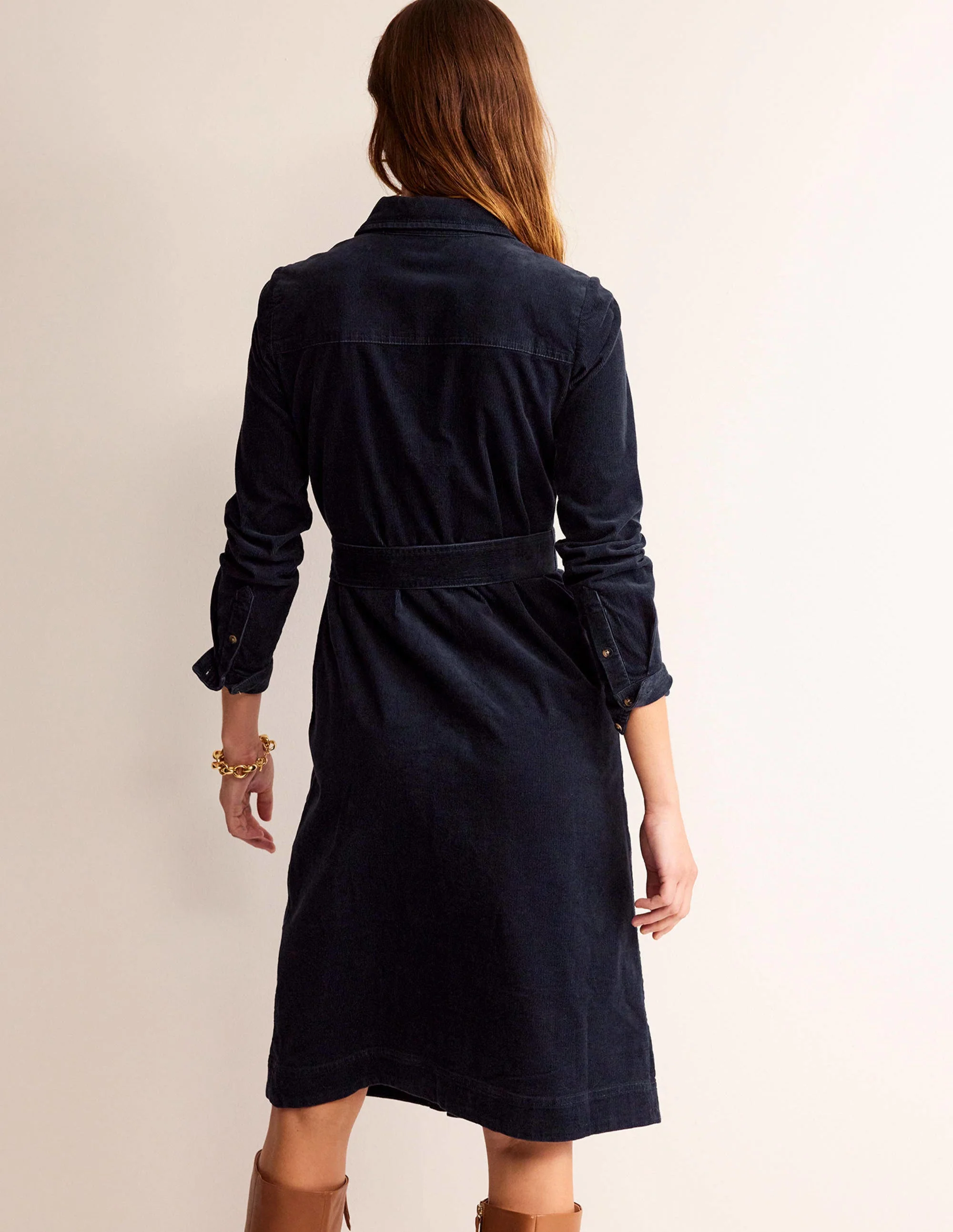 Eloise Midi-Hemdkleid aus Cord-Marineblau - Image 3