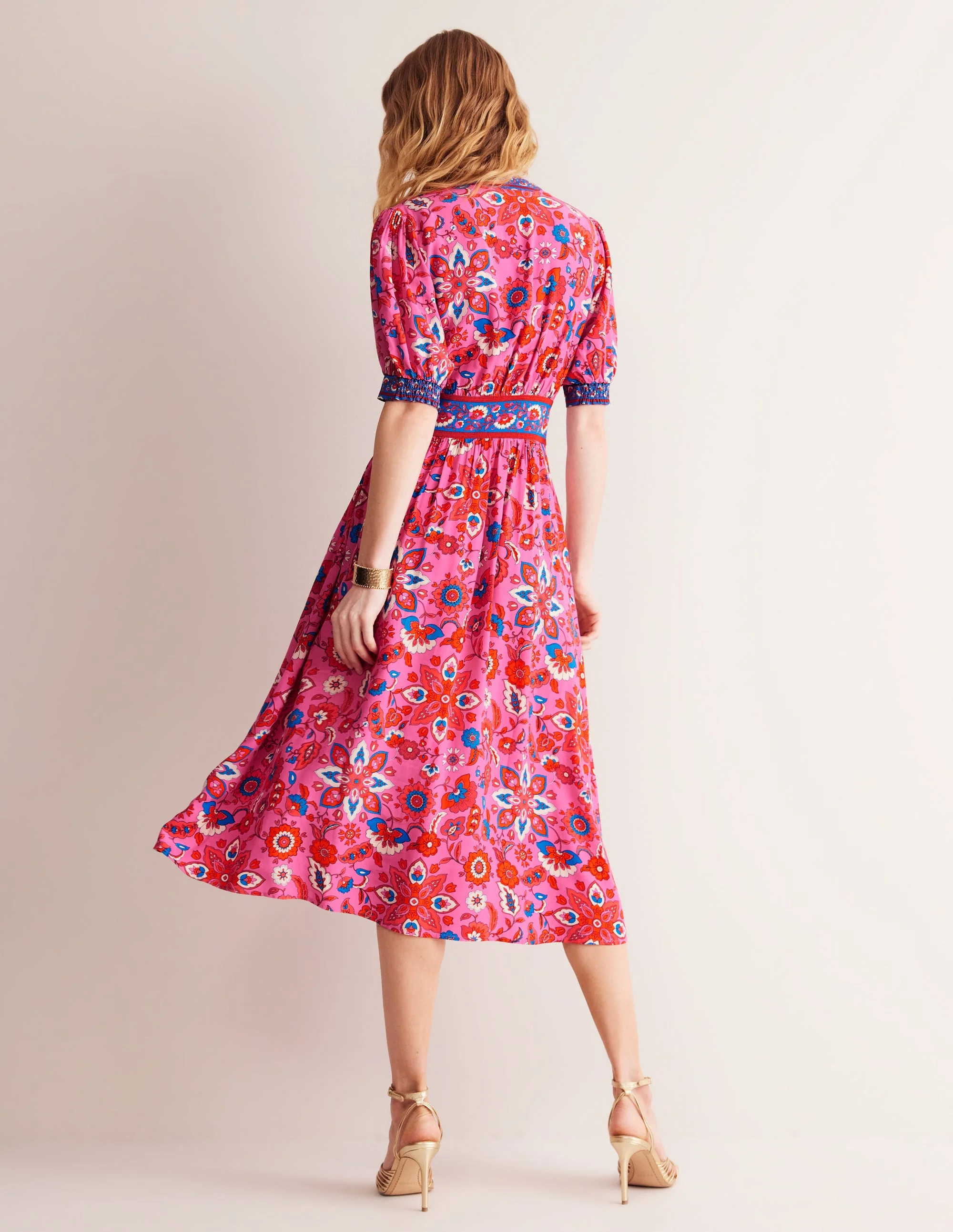 Elsa Midi-Teekleid-Sangria Sunset Pink, Kuddelmuddel - Image 3