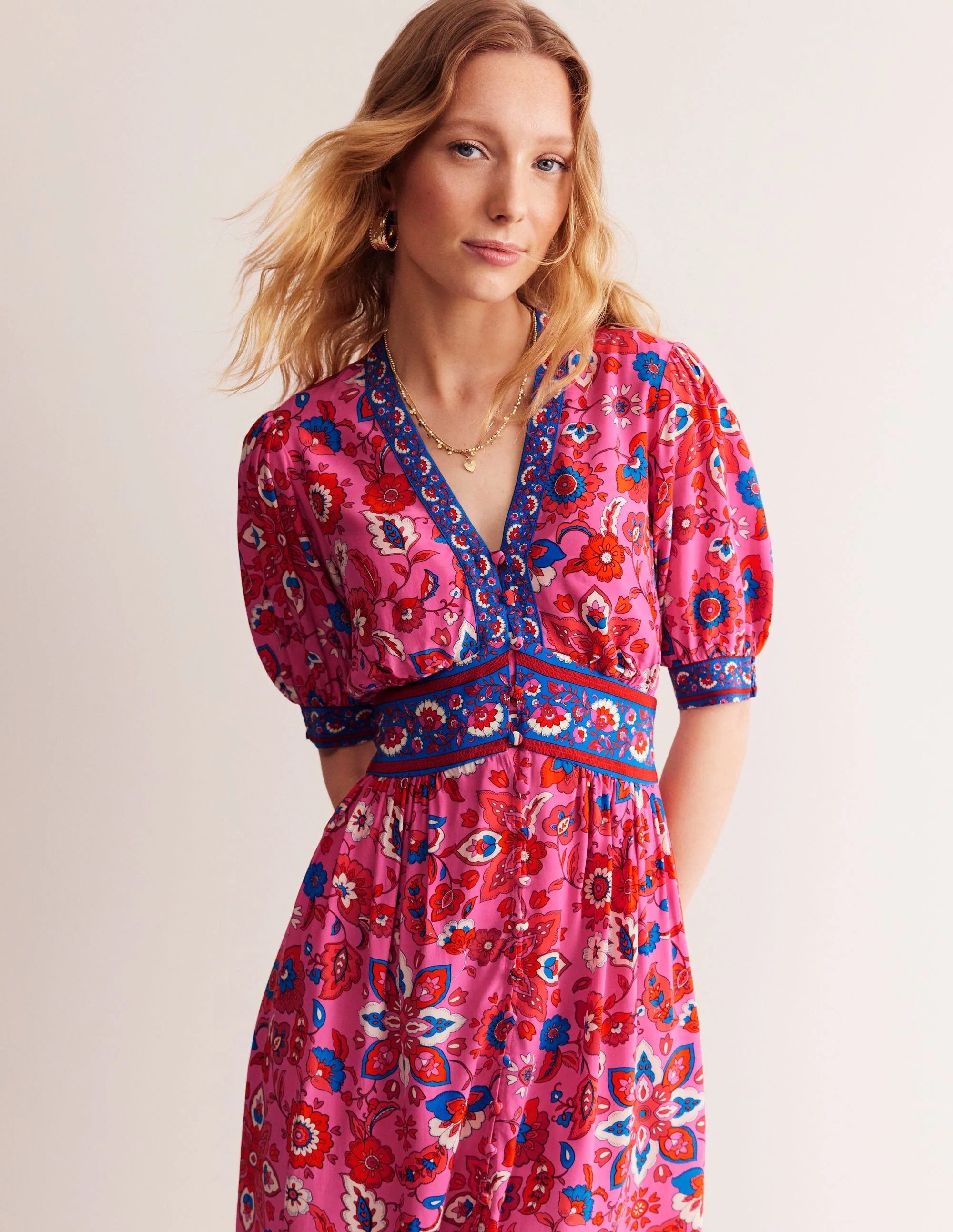 Elsa Midi-Teekleid-Sangria Sunset Pink, Kuddelmuddel - Image 4