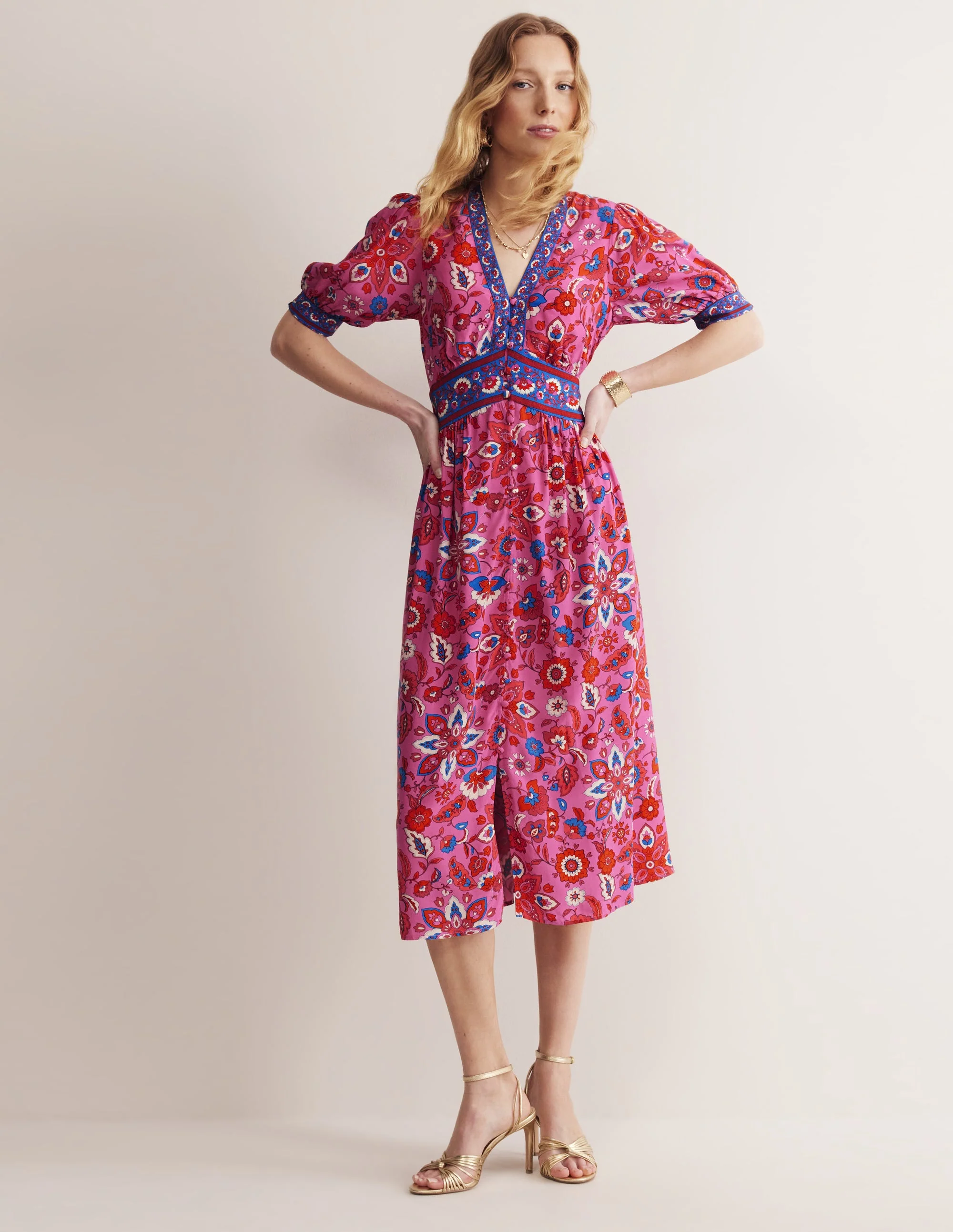 Elsa Midi-Teekleid-Sangria Sunset Pink, Kuddelmuddel - Image 5
