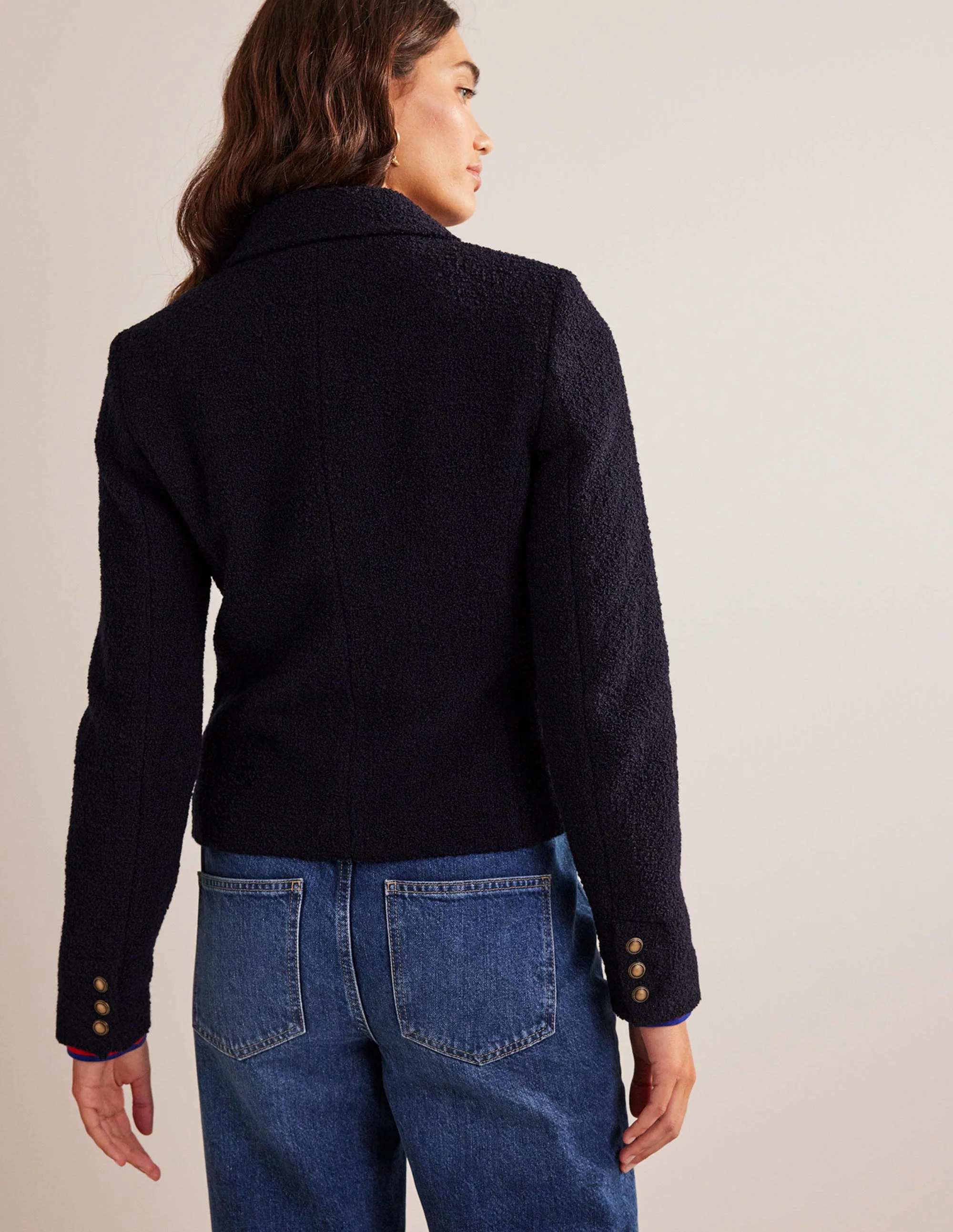 Ely Strukturierte Jacke-Marineblau - Image 3