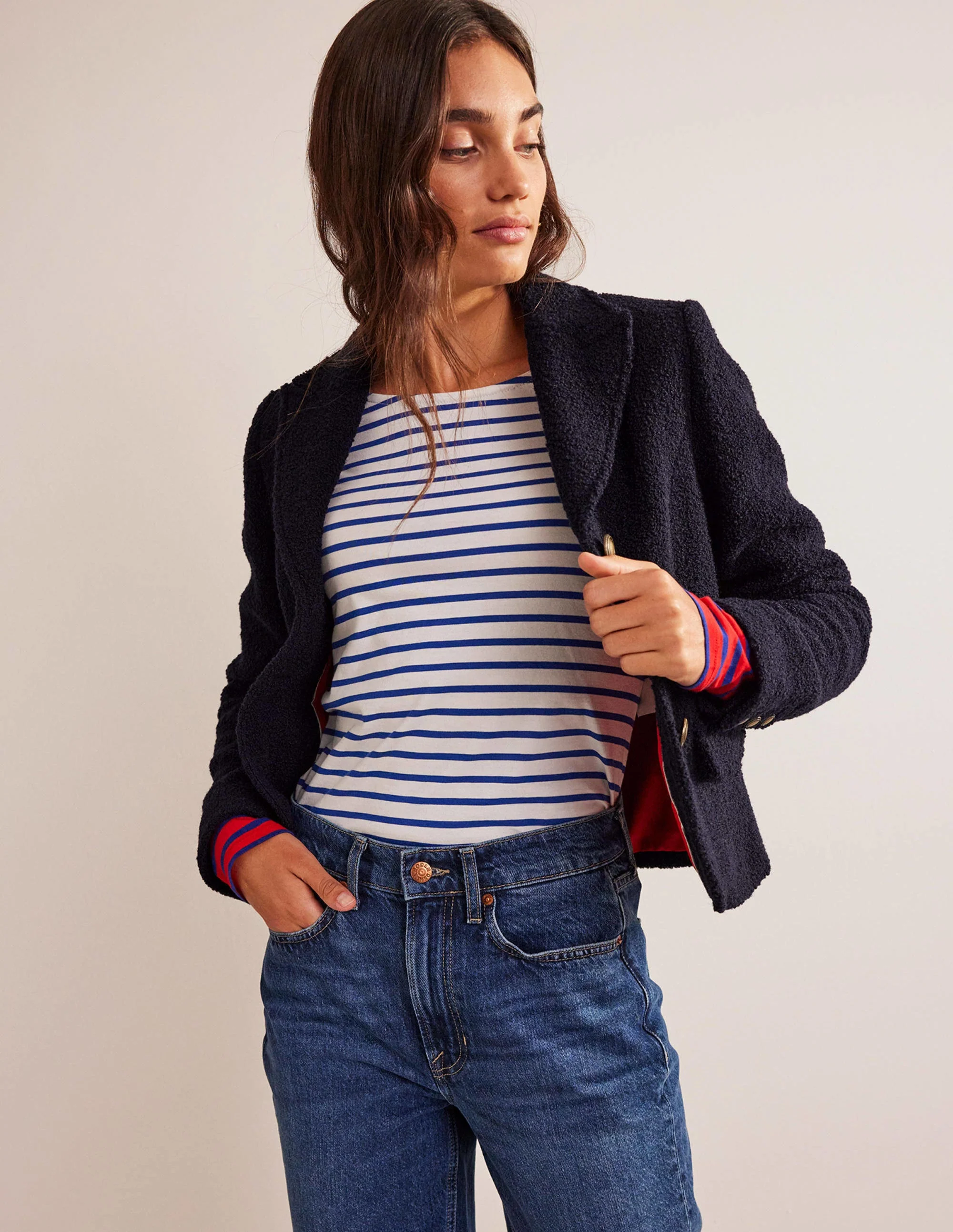 Ely Strukturierte Jacke-Marineblau - Image 4