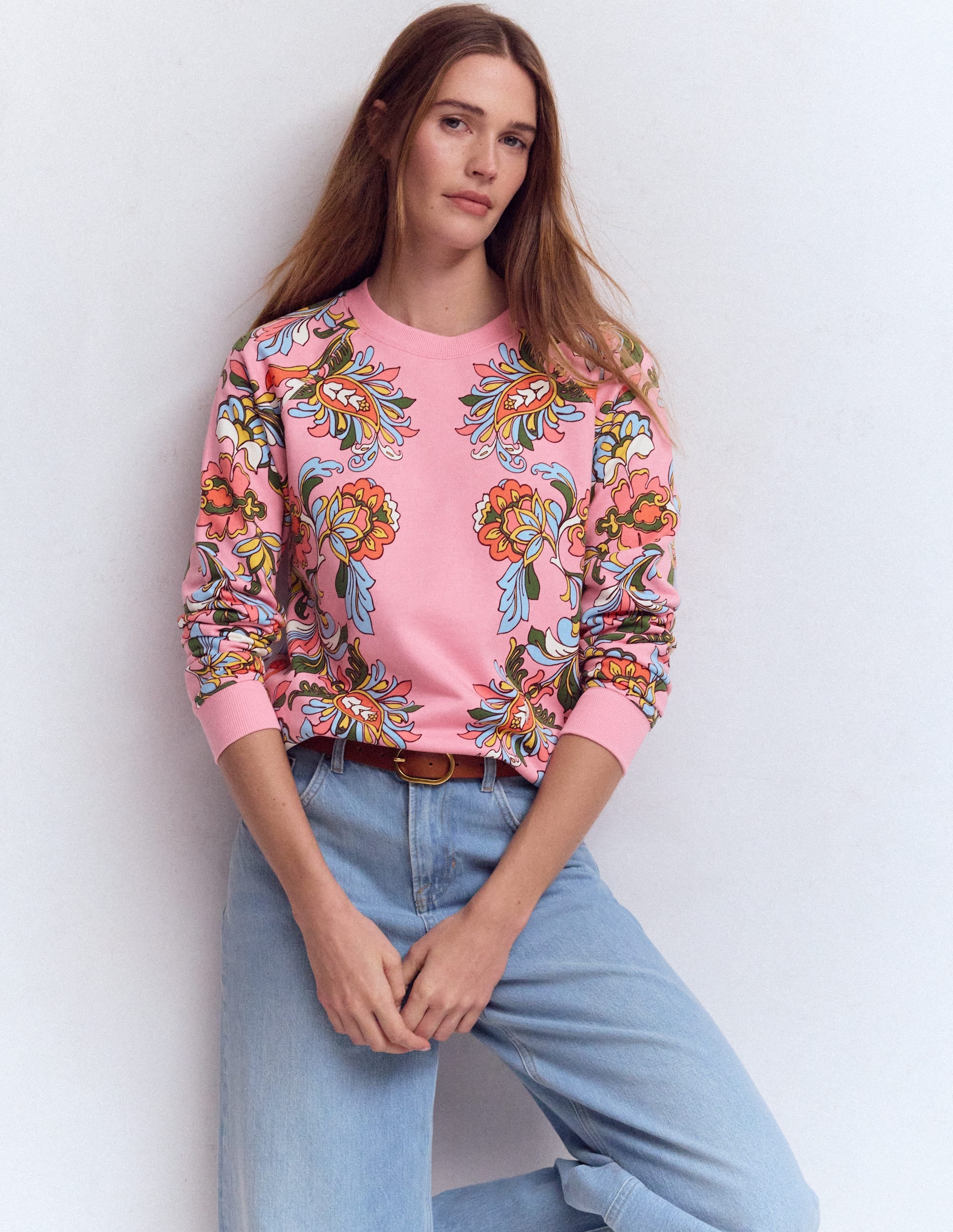 Emi Bedrucktes Sweatshirt-Bunt, Botanisches Muster - Image 4