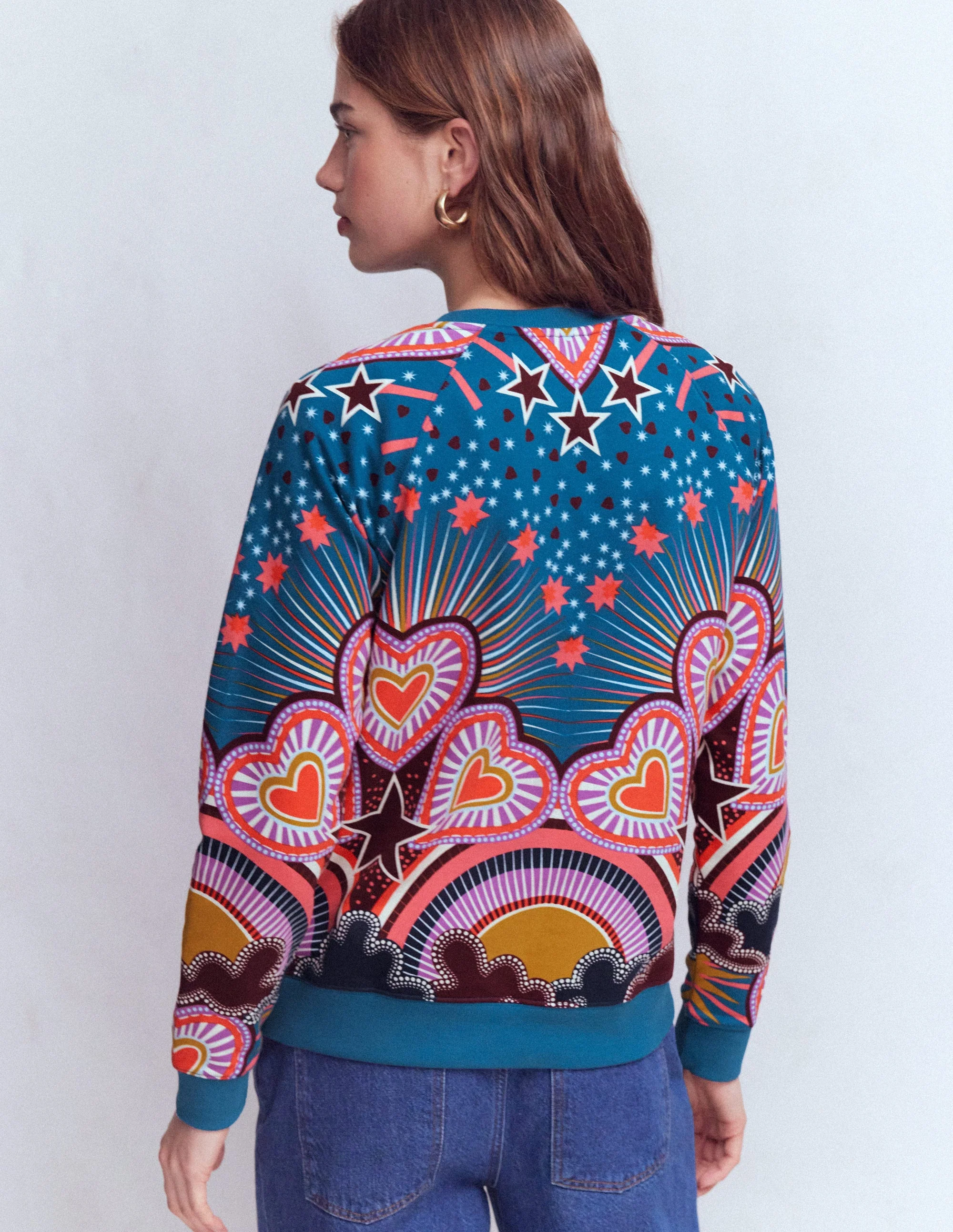 Emi Bedrucktes Sweatshirt-Bunt, Sternenexplosion Herz - Image 3