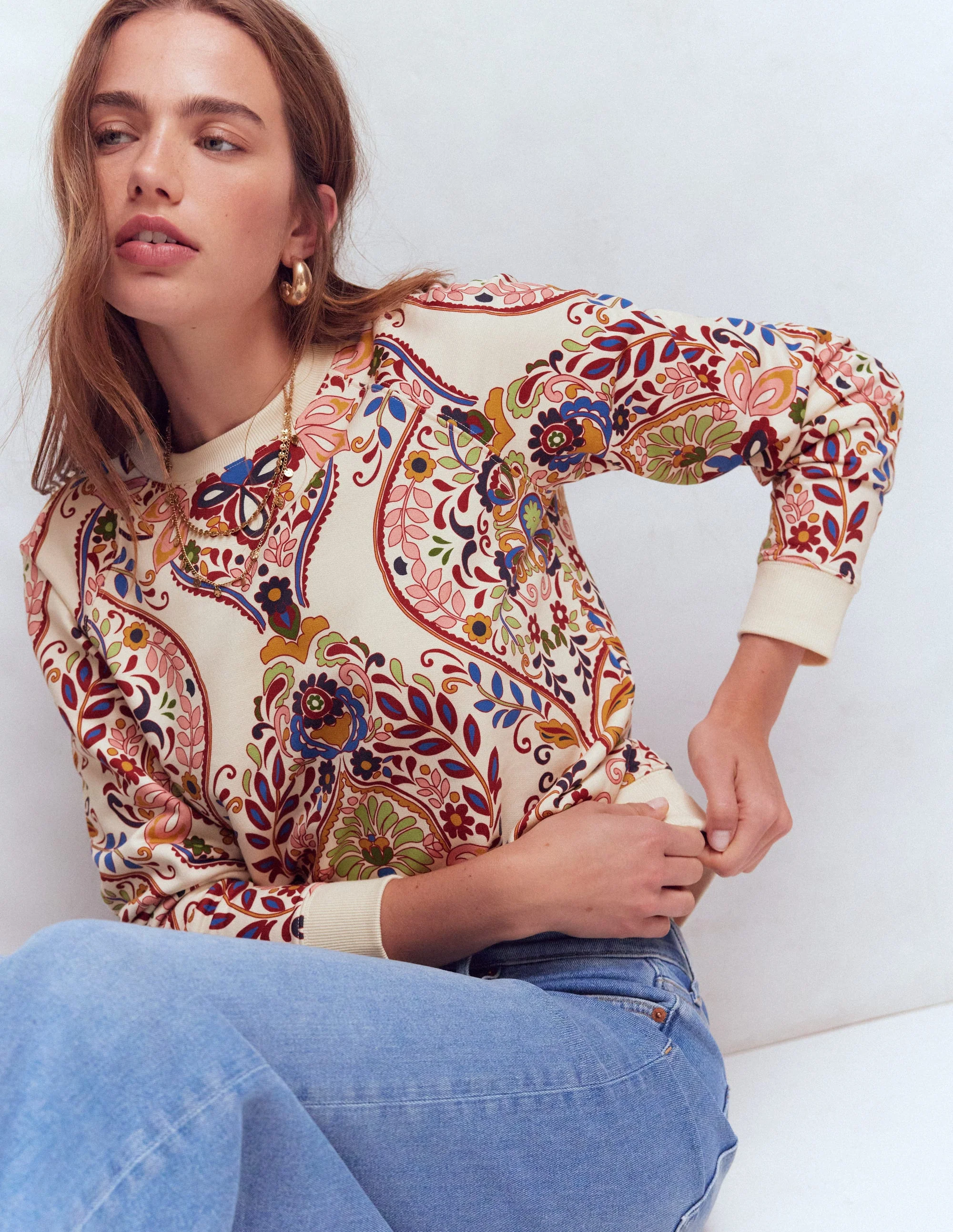 Emi Bedrucktes Sweatshirt-Bunt, Verwunschene Gardenie - Image 5