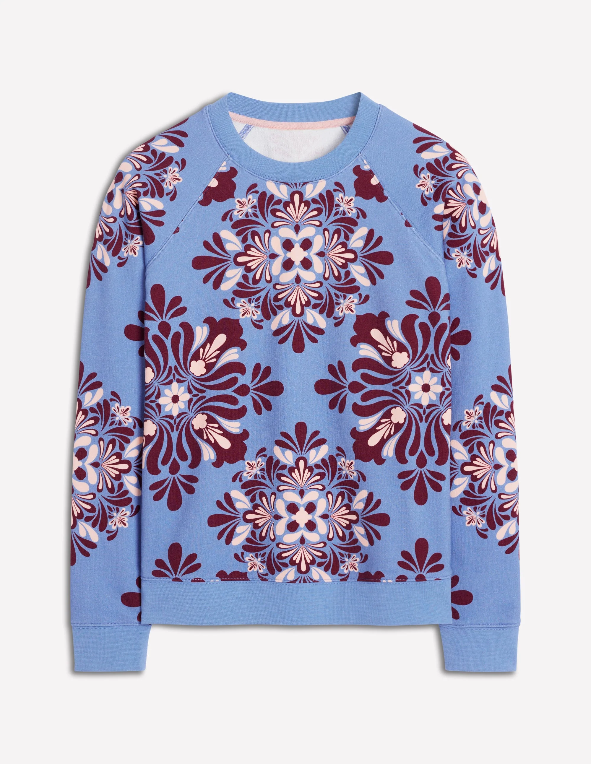 Emi Bedrucktes Sweatshirt-Sanftes Blau, Blütenmosaik - Image 5