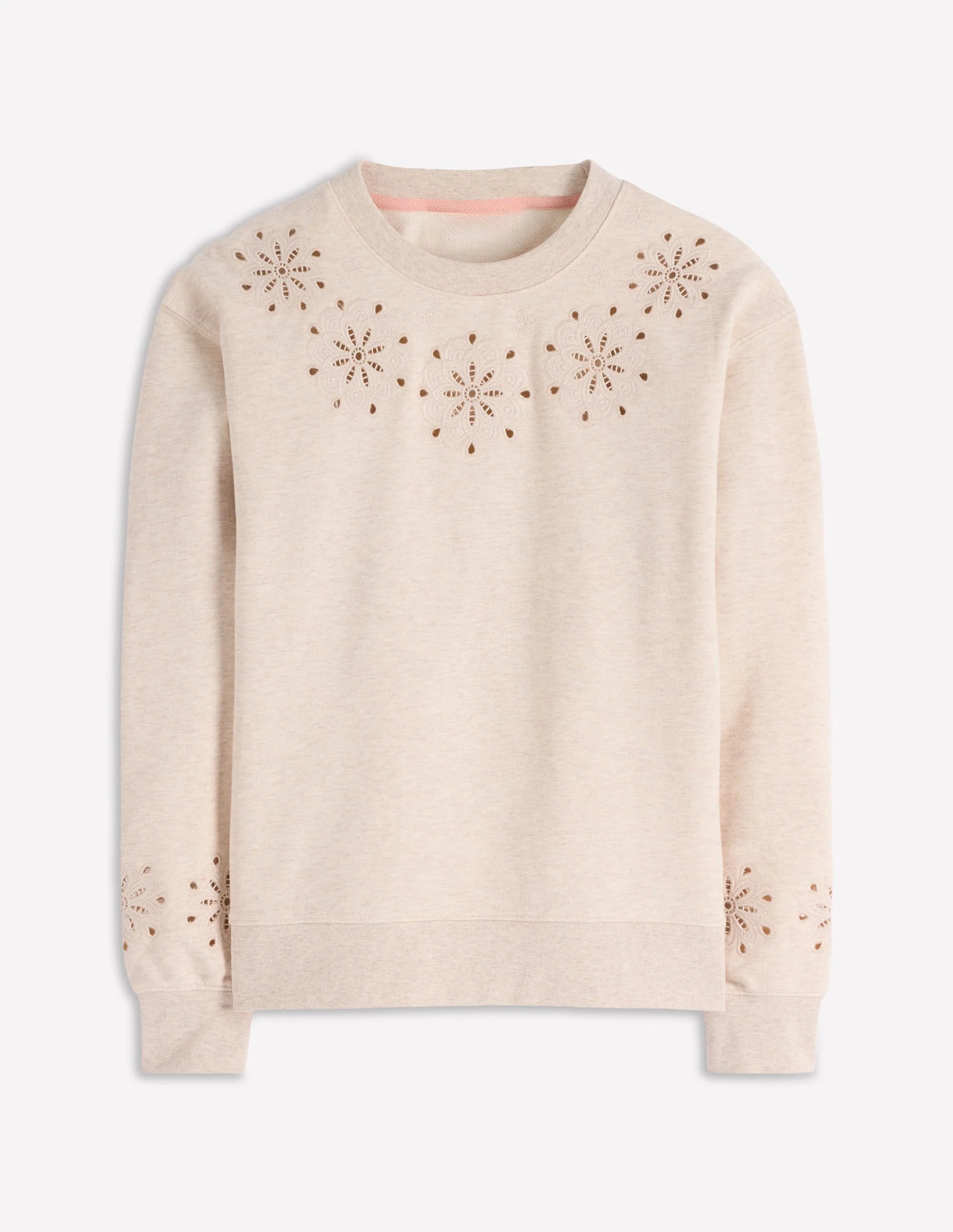 Emi Sweatshirt mit Cutwork-Design-Beige Meliert - Image 5