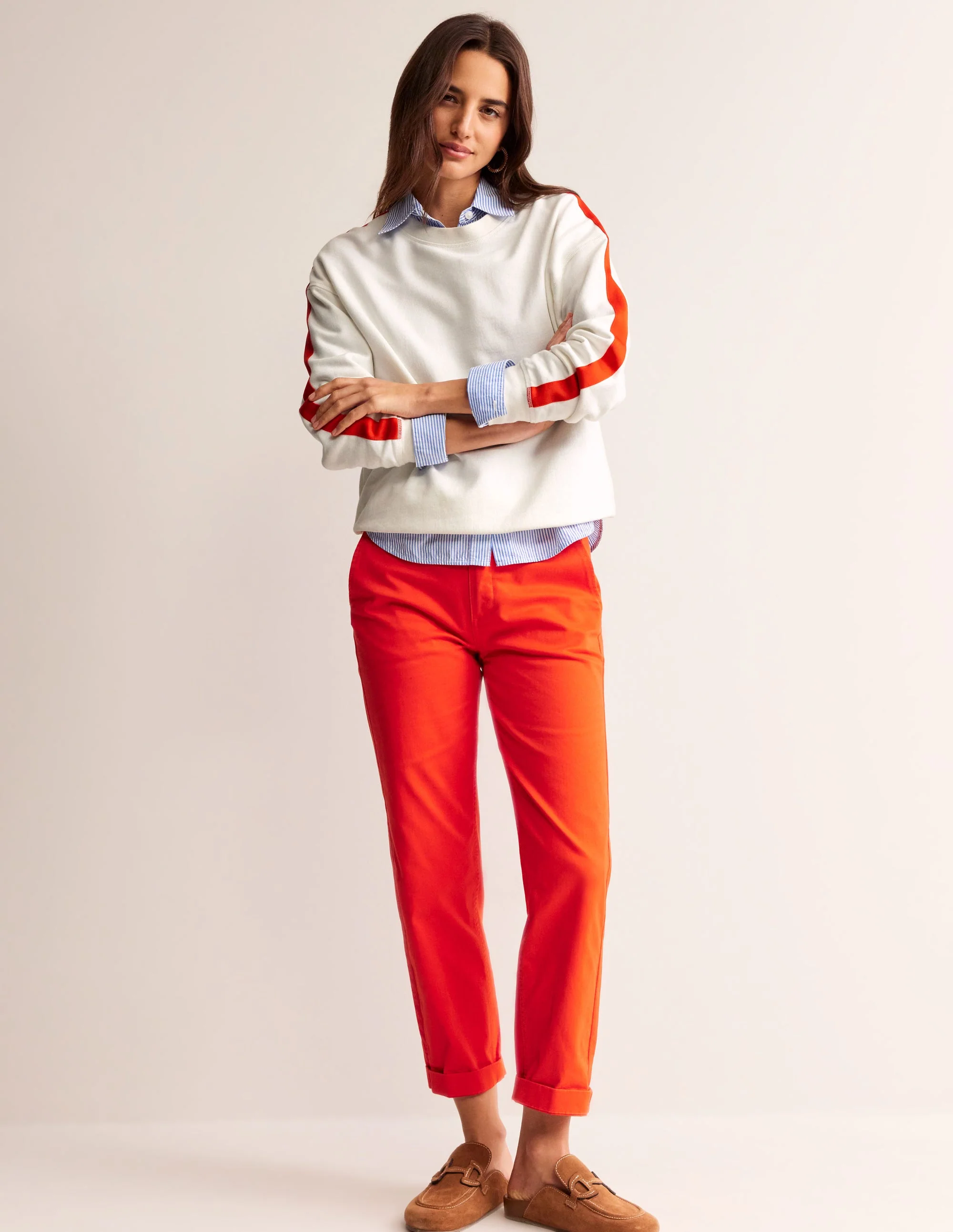 Emi Sweatshirt mit lockerer Passform-Naturweiß Rot Streifen - Image 4