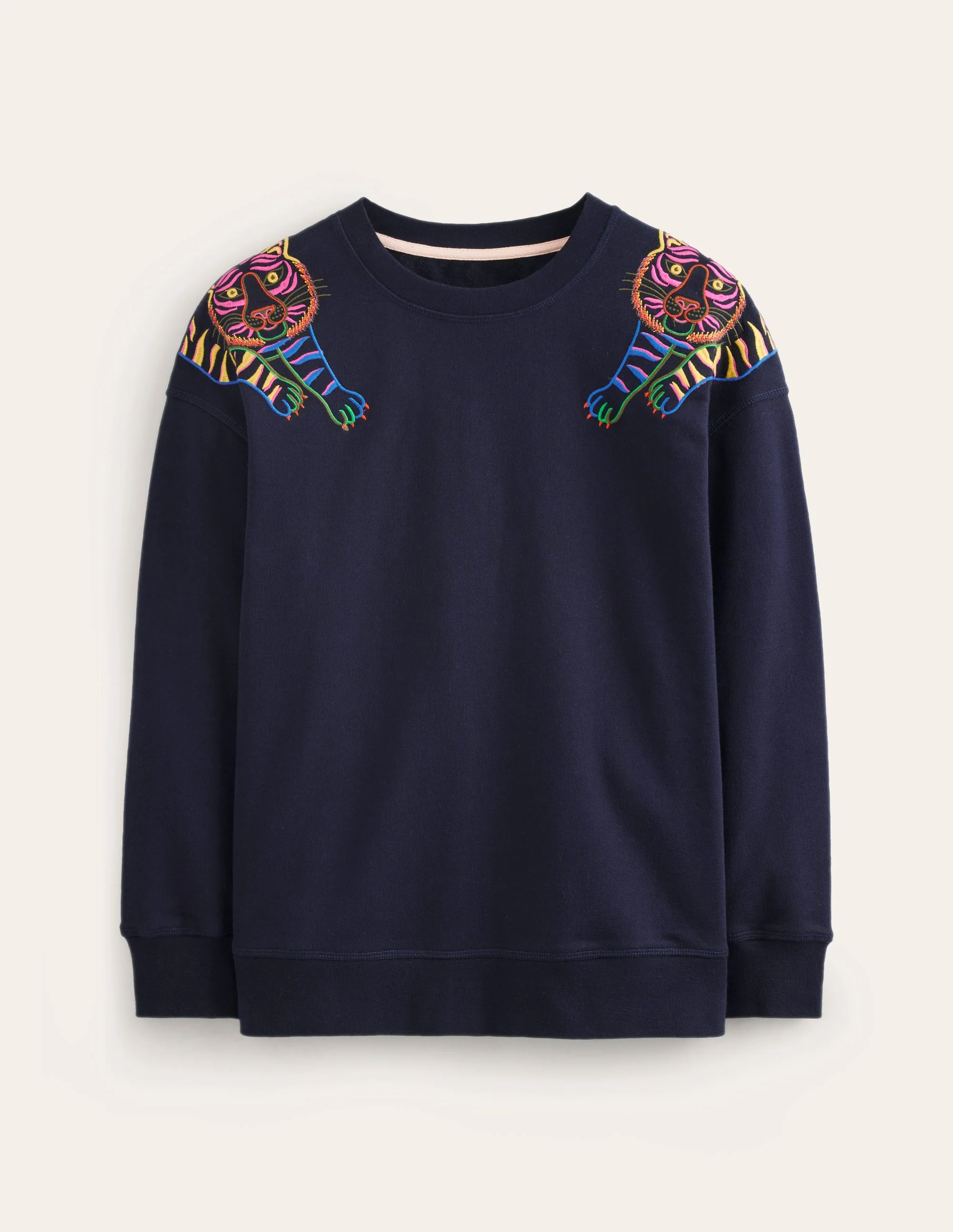 Emi Sweatshirt mit Stickerei-Marineblau, Tiger Stickerei - Image 6