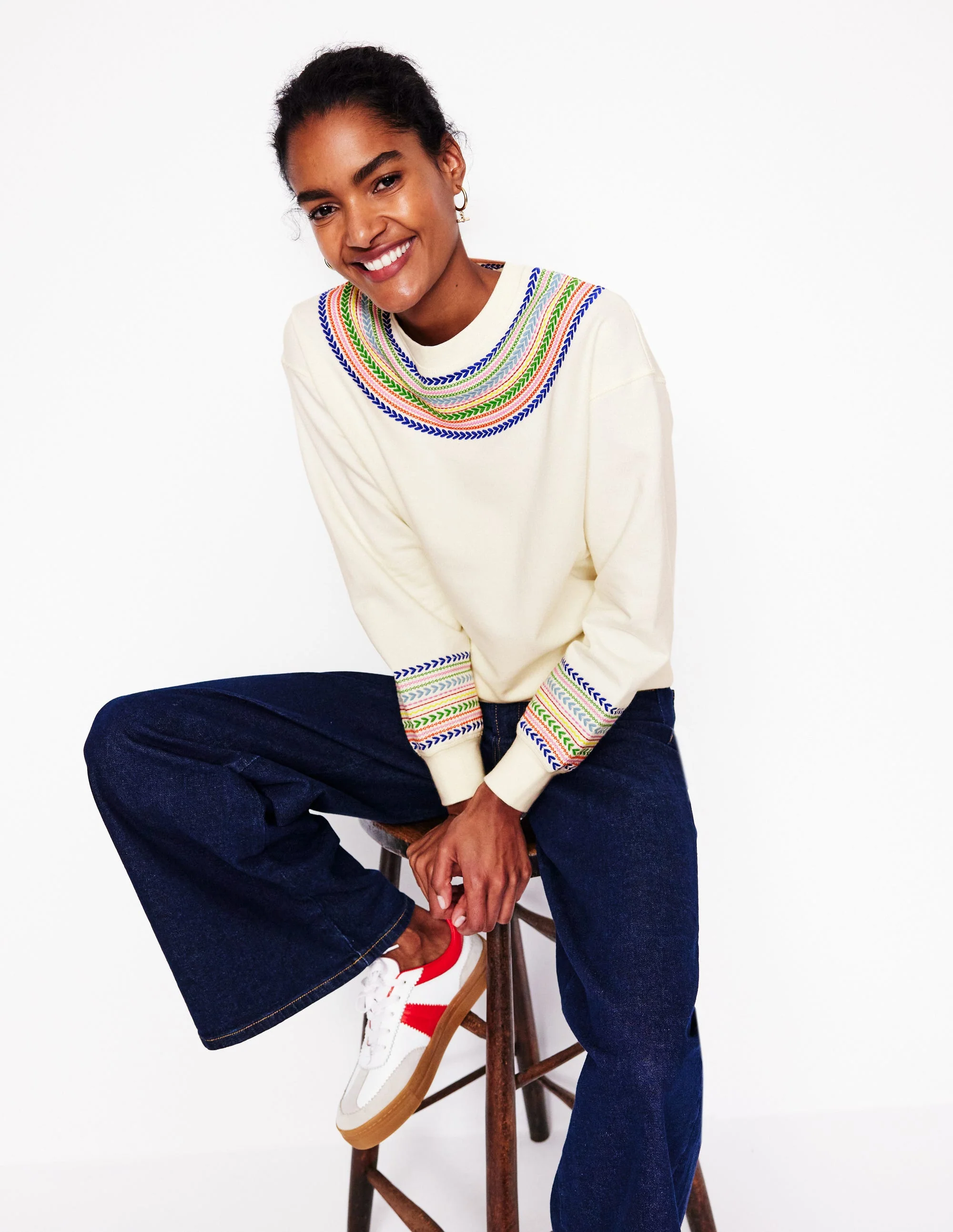 Emi Sweatshirt mit Stickerei-Naturweiß/Bunt, Fair-Isle-Muster - Image 4