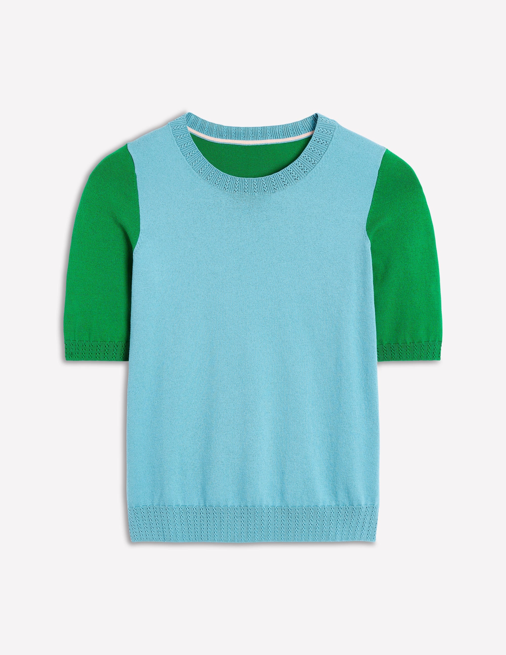 Emilia Baumwoll-T-Shirt mit Rundhalsausschnitt-Entenei-Blau/Smaragdgrün - Image 6