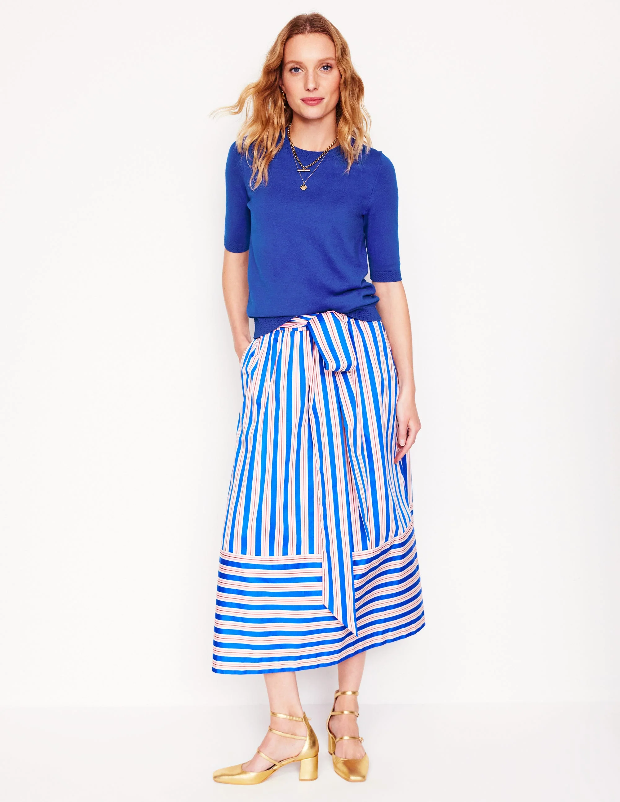 Emilia Baumwoll-T-Shirt mit Rundhalsausschnitt-Leuchtendes Blau - Image 4