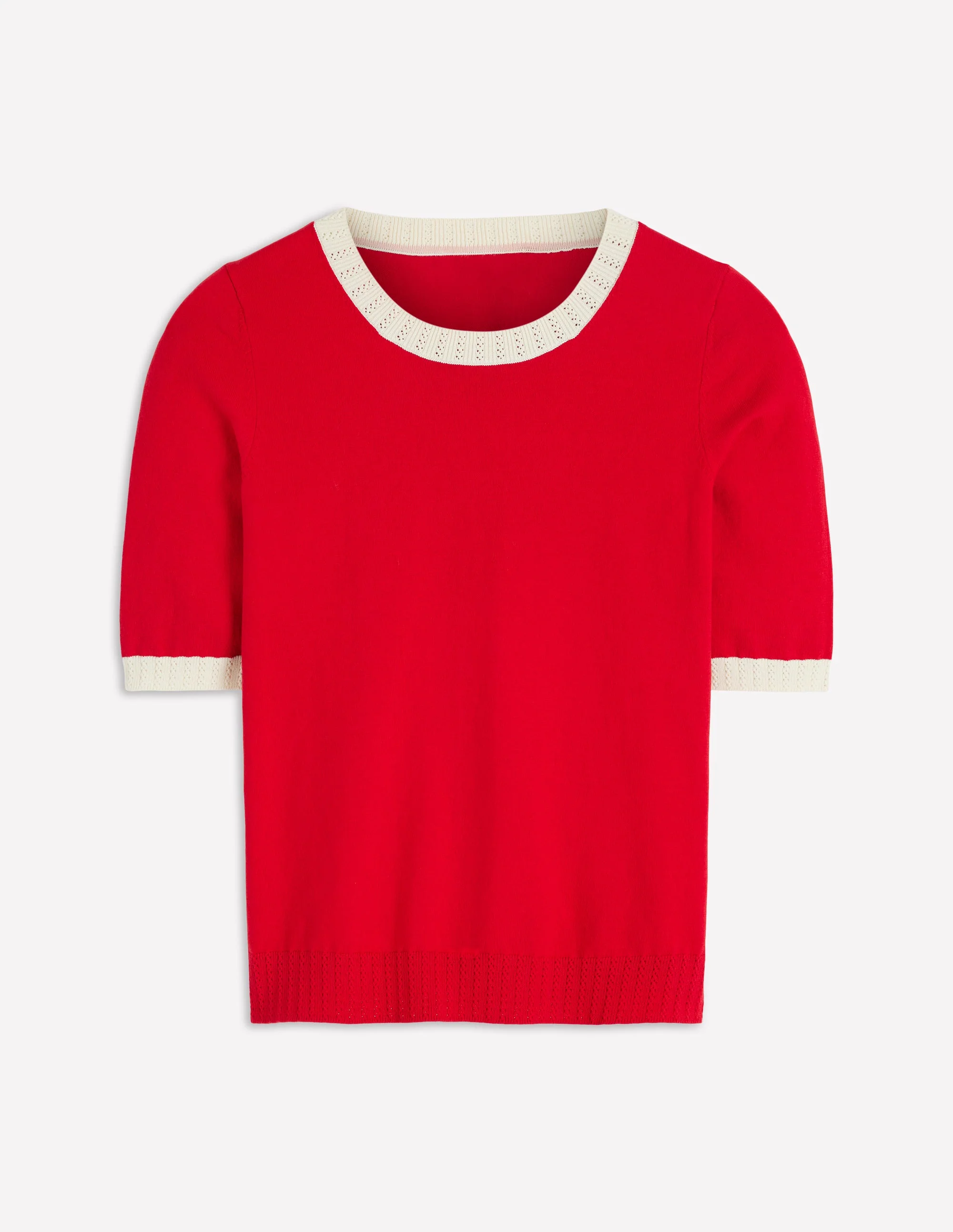 Emilia Baumwoll-T-Shirt mit Rundhalsausschnitt-Merida-Rot, Naturweiß - Image 5