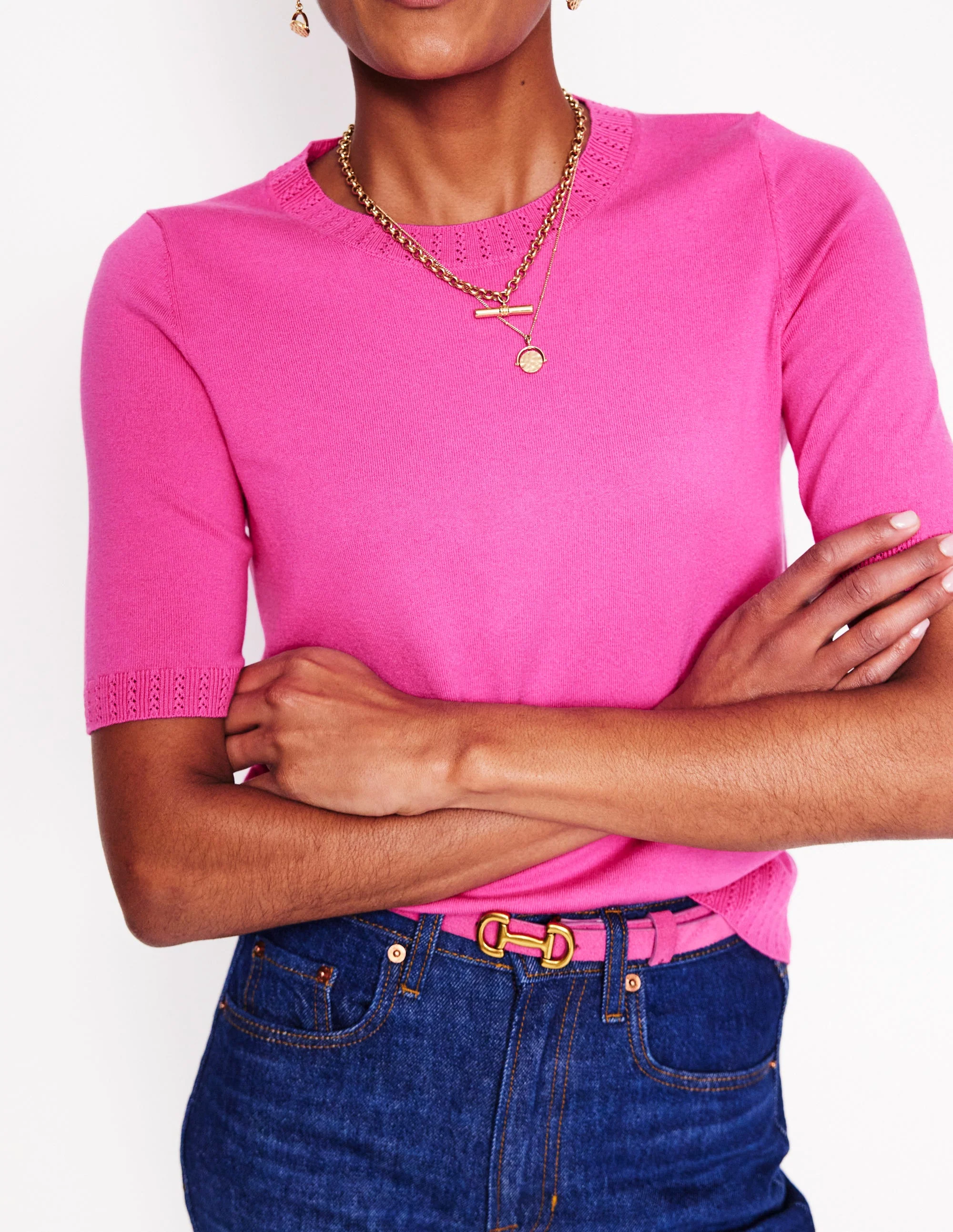 Emilia Baumwoll-T-Shirt mit Rundhalsausschnitt-Rosa - Image 2