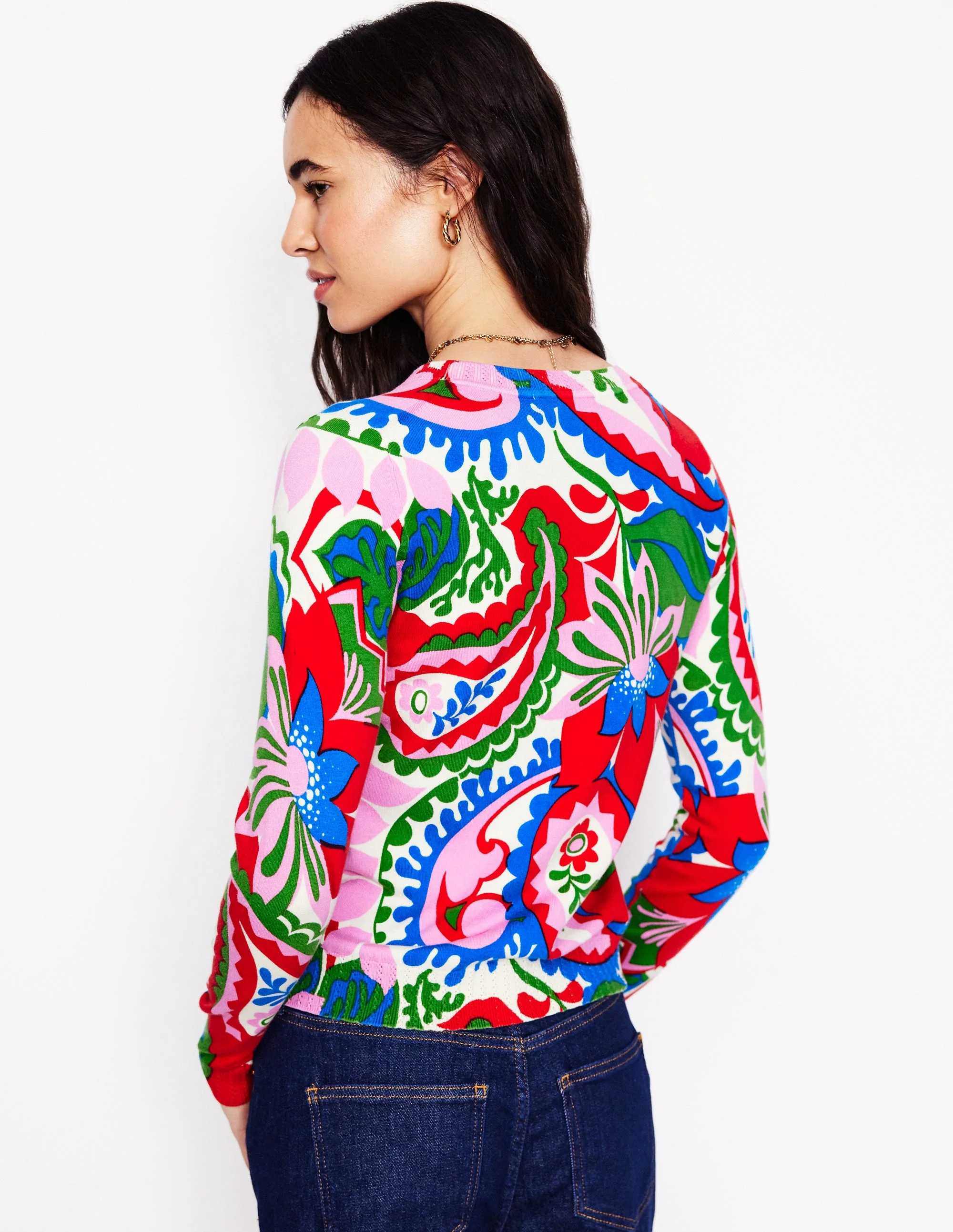 Emilia Baumwollpullover mit Rundhalsausschnitt-Bunt, Botanik-Paisley - Image 3