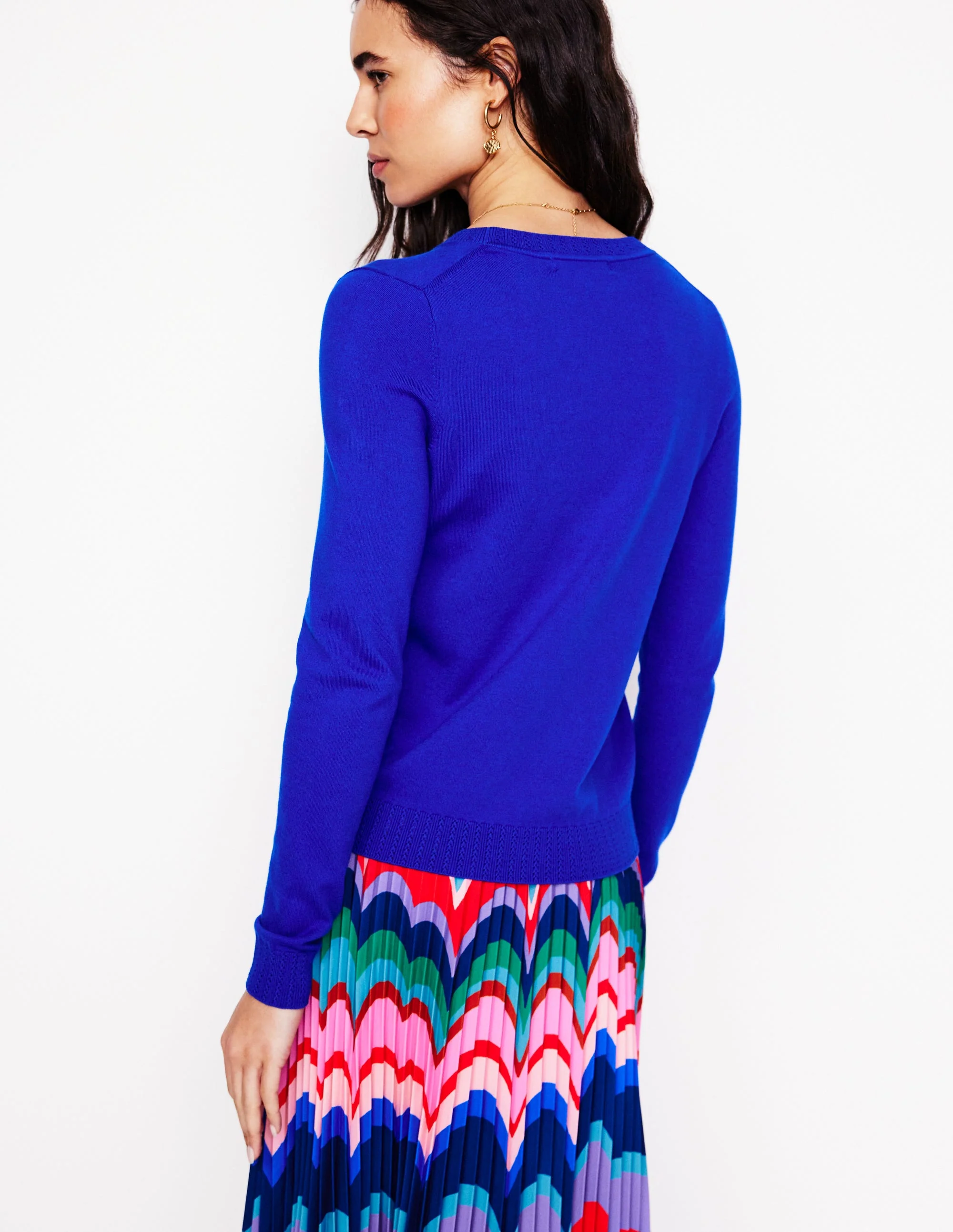 Emilia Baumwollpullover mit Rundhalsausschnitt-Leuchtendes Blau - Image 3