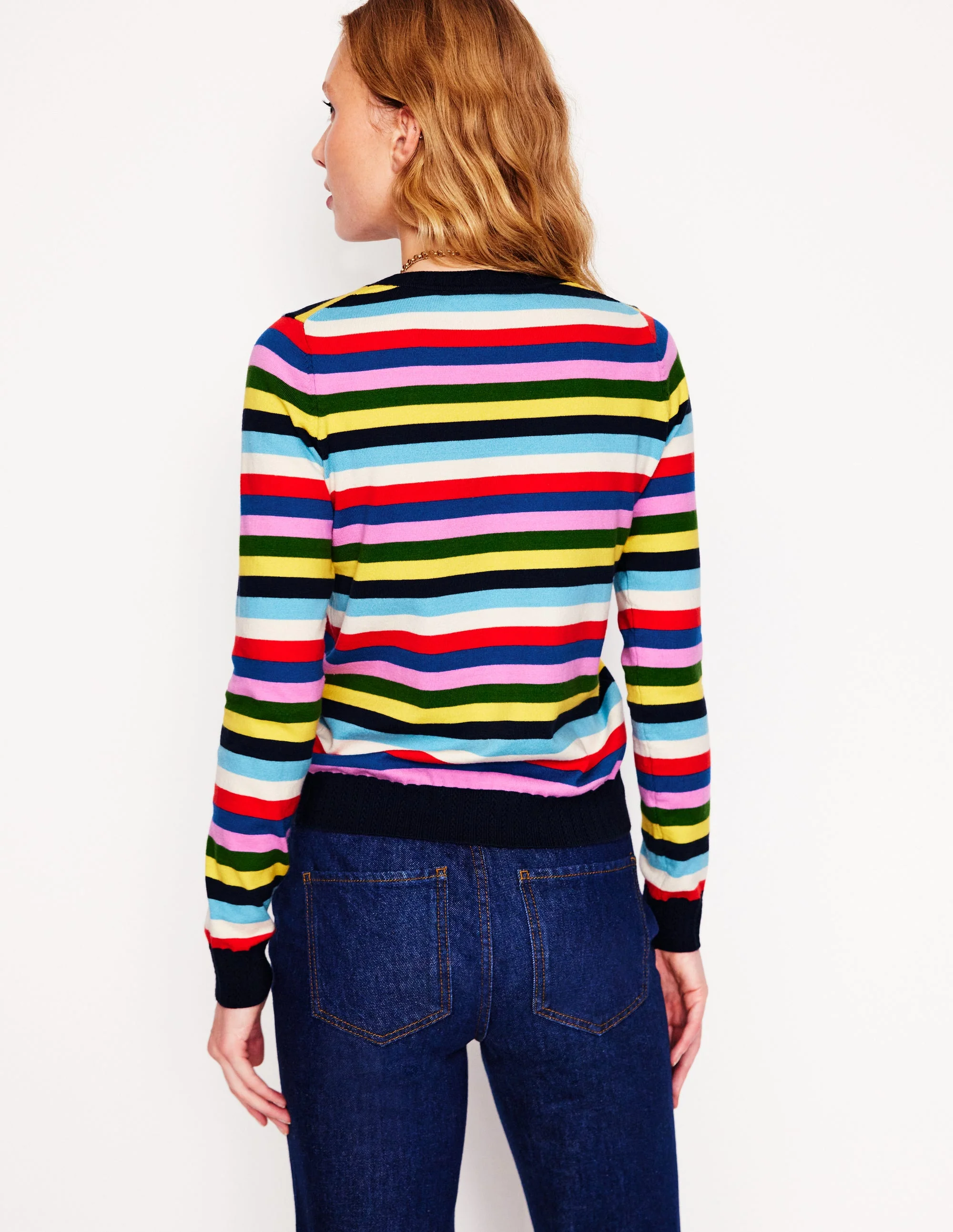 Emilia Baumwollpullover mit Rundhalsausschnitt-Mohnblumenrot, Blau Bunt - Image 3