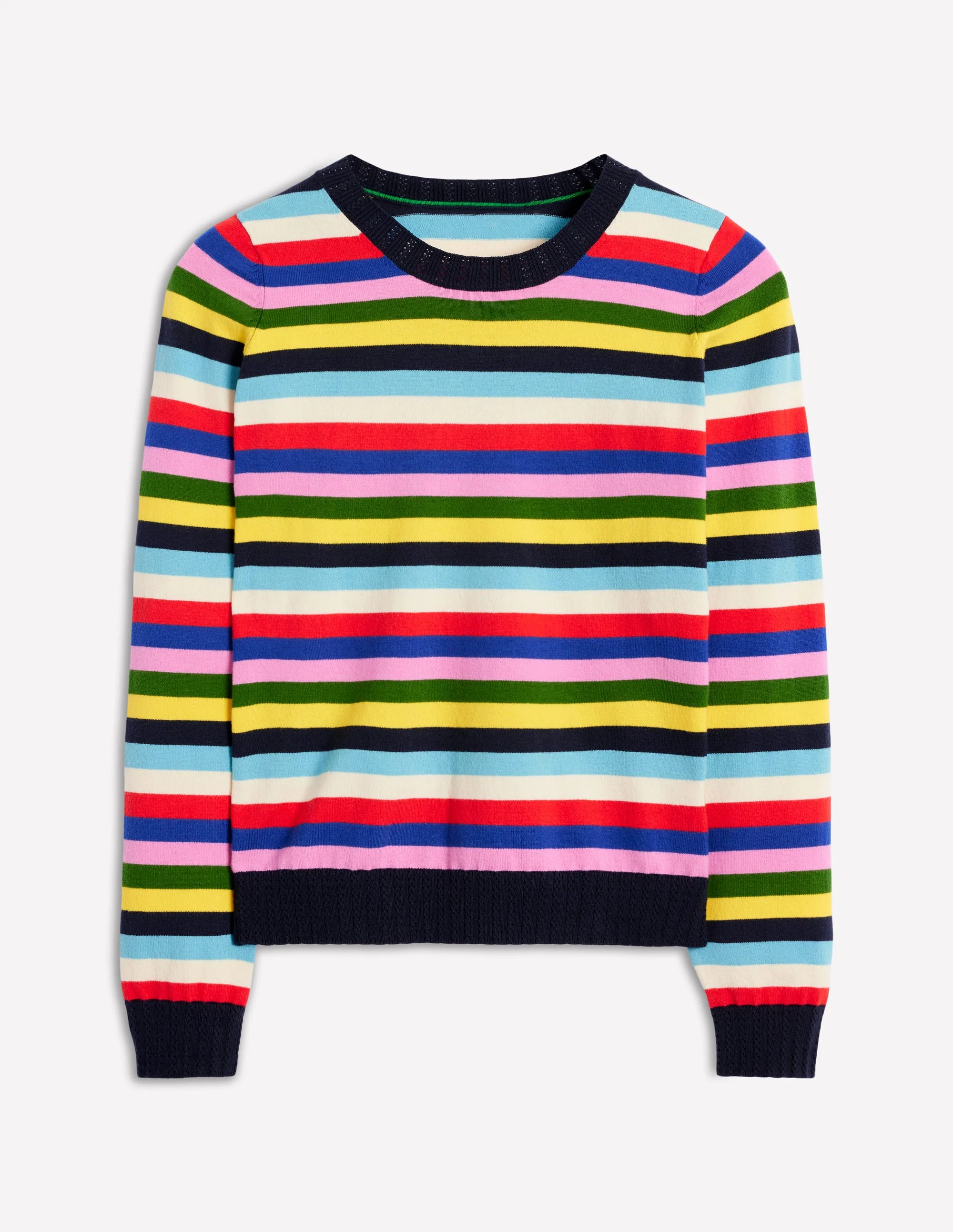 Emilia Baumwollpullover mit Rundhalsausschnitt-Mohnblumenrot, Blau Bunt - Image 5