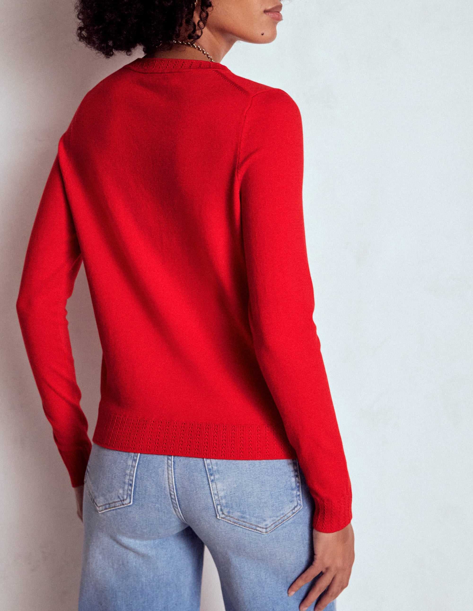 Emilia Baumwollpullover mit Rundhalsausschnitt-Mohnblumenrot - Image 3