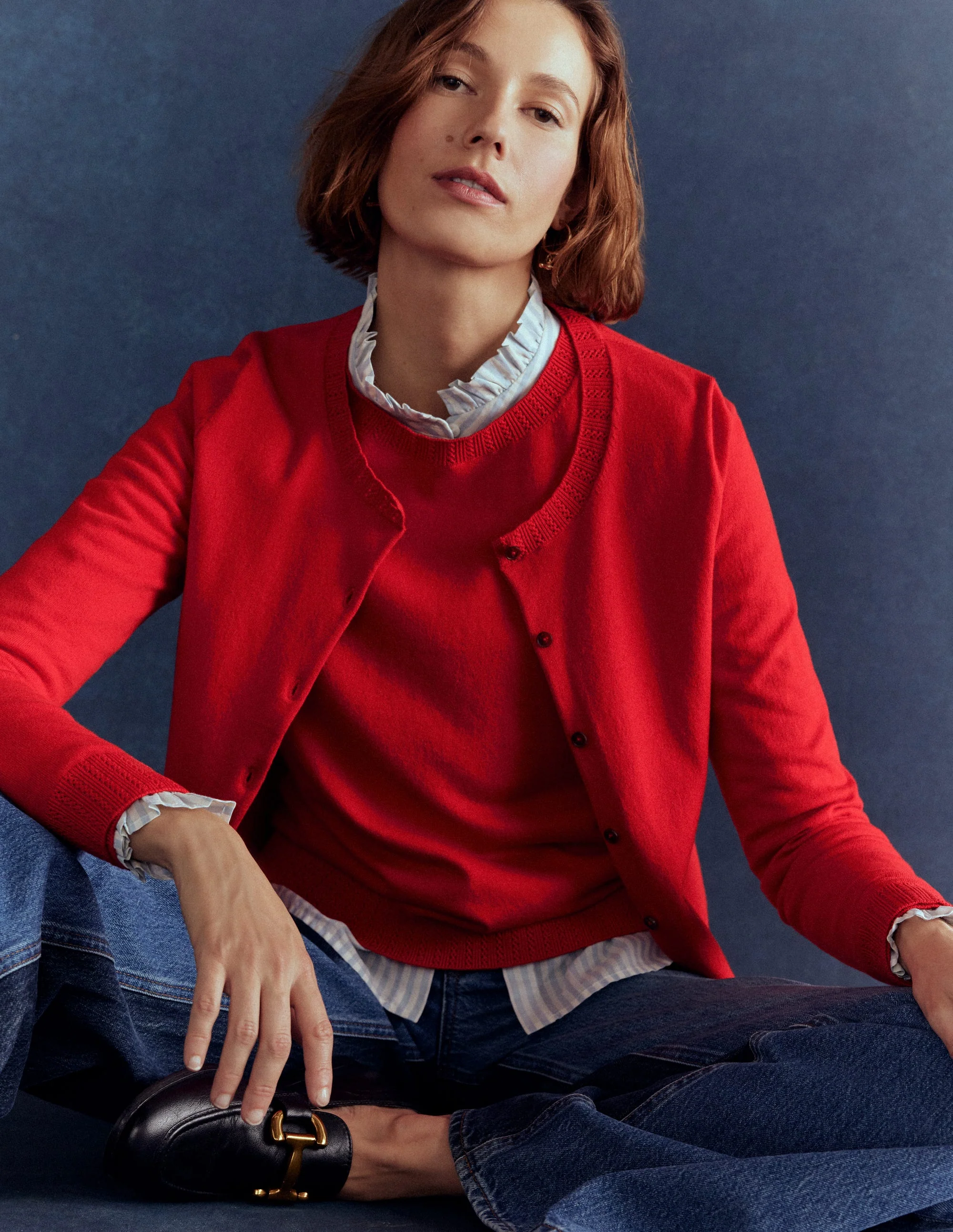 Emilia Baumwollpullover mit Rundhalsausschnitt-Mohnblumenrot - Image 5
