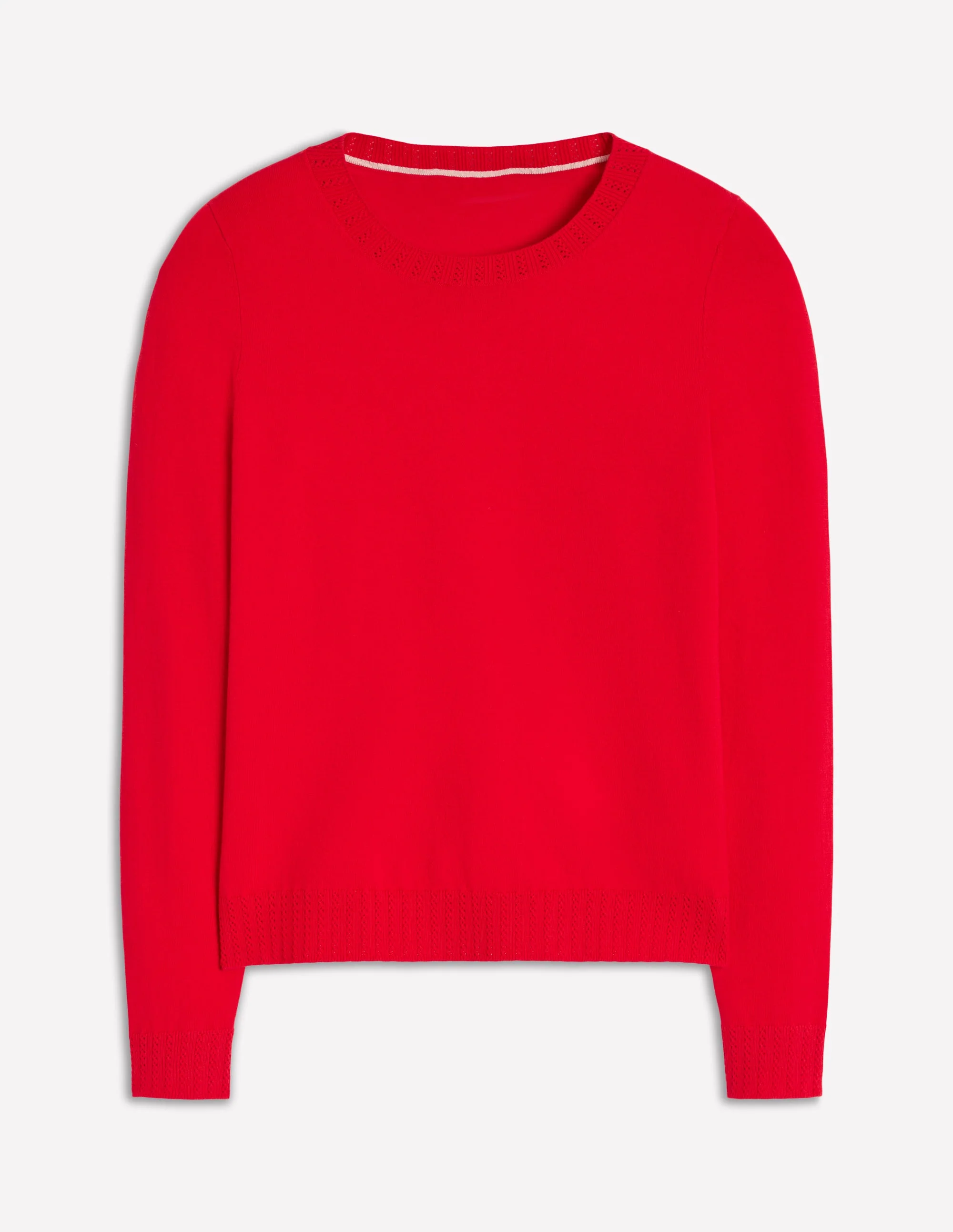 Emilia Baumwollpullover mit Rundhalsausschnitt-Mohnblumenrot - Image 7