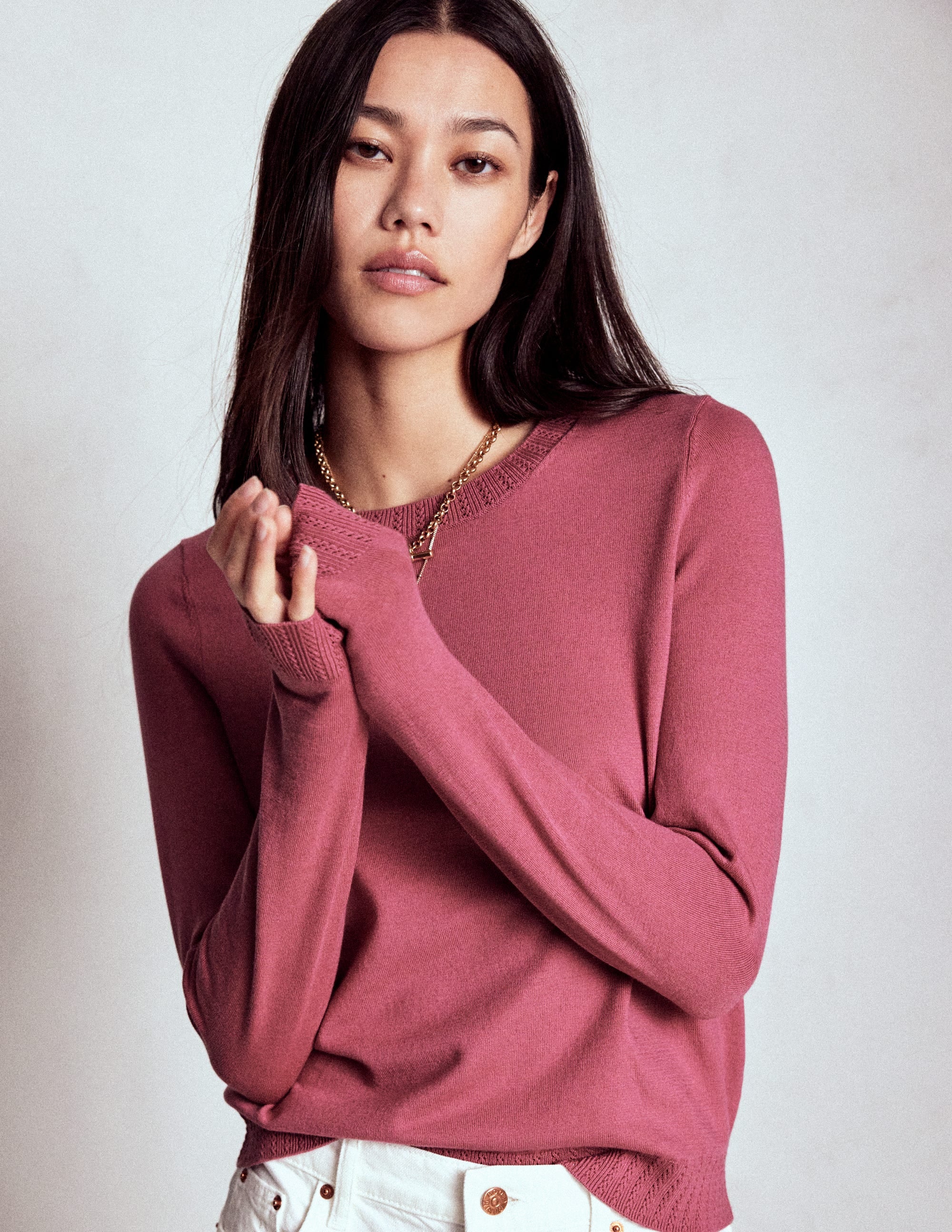 Emilia Baumwollpullover mit Rundhalsausschnitt-Rosa Heide - Image 4