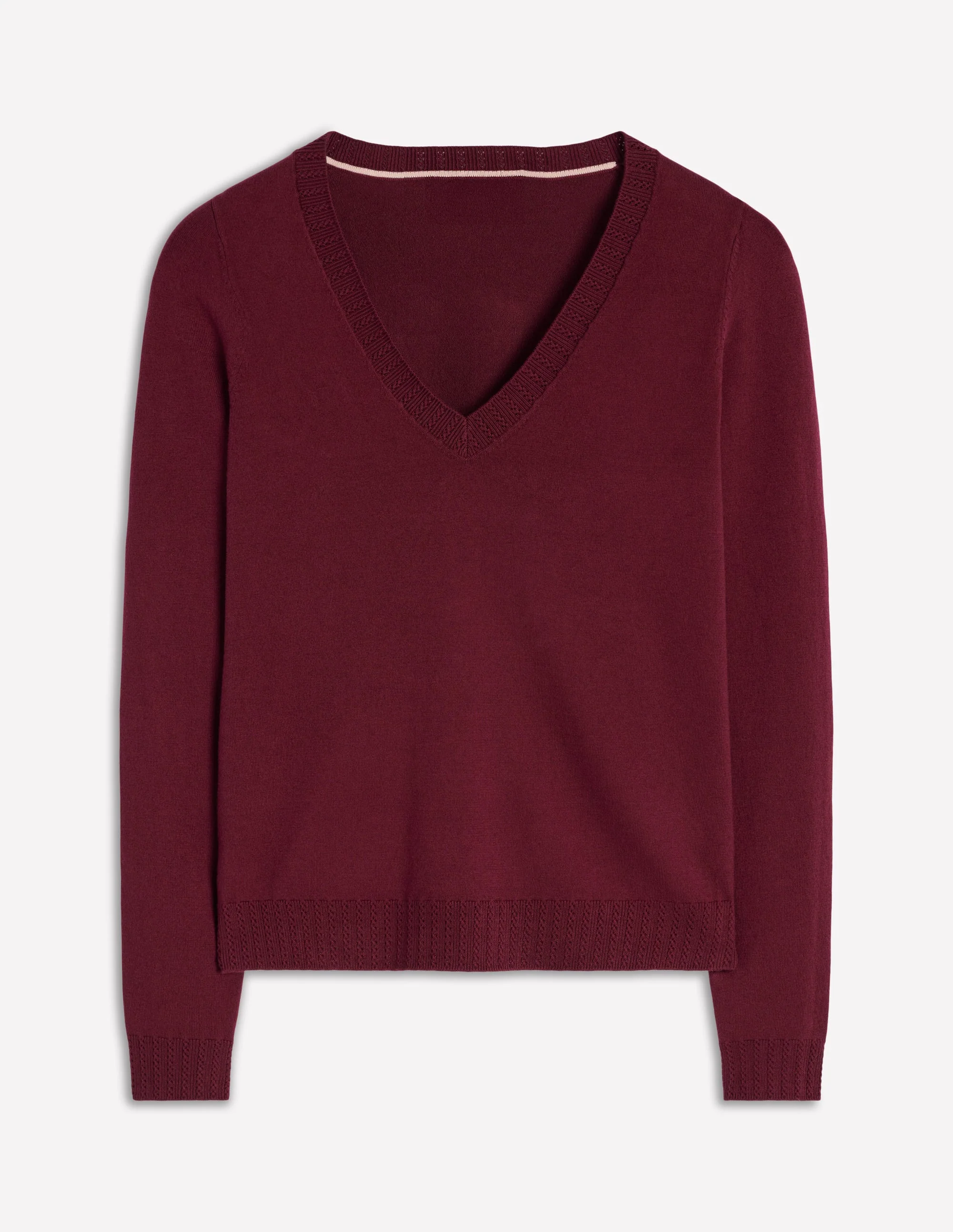 Emilia Baumwollpullover mit V-Ausschnitt-Dunkelviolett - Image 7