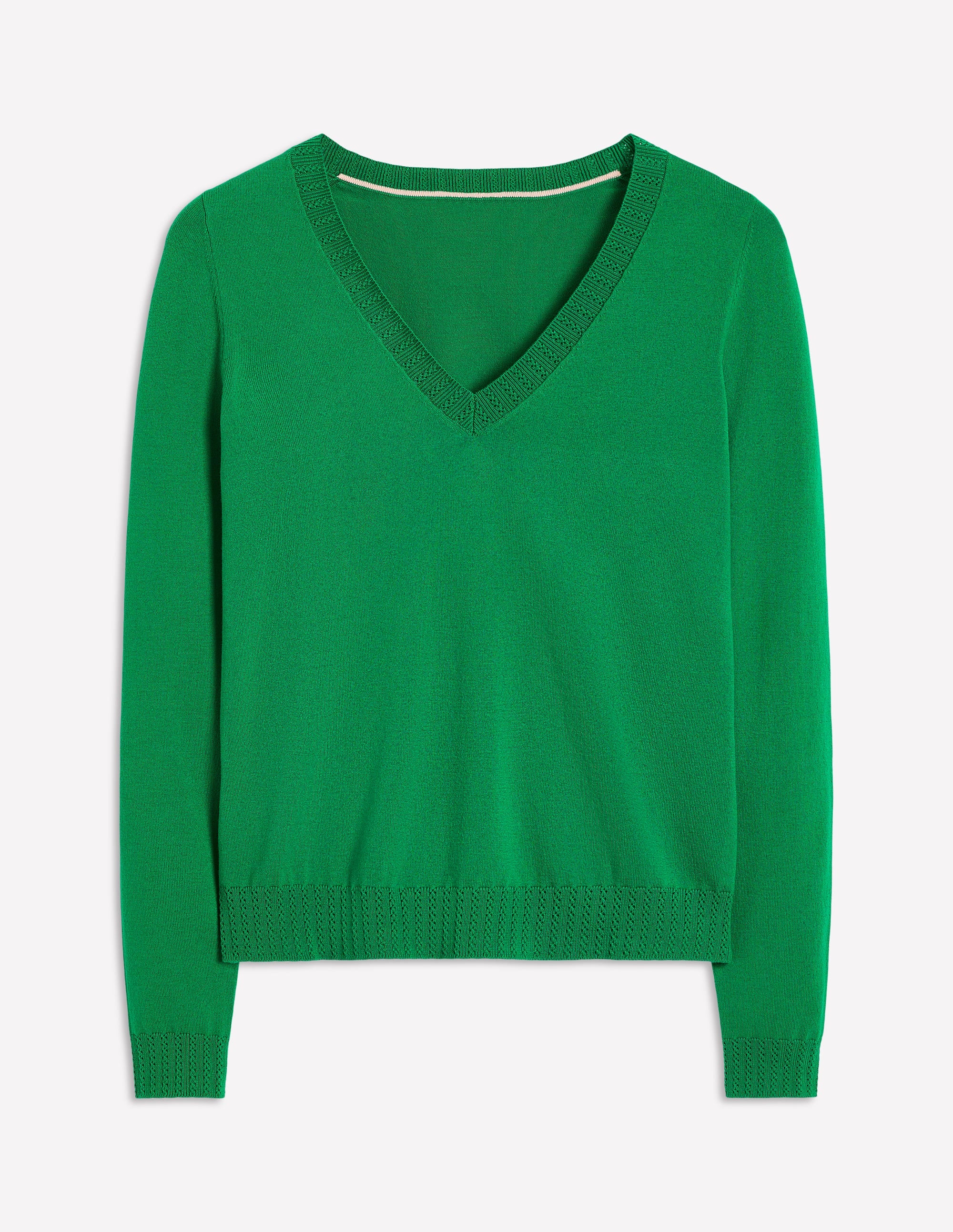 Emilia Baumwollpullover mit V-Ausschnitt-Grünes Tamburin - Image 5