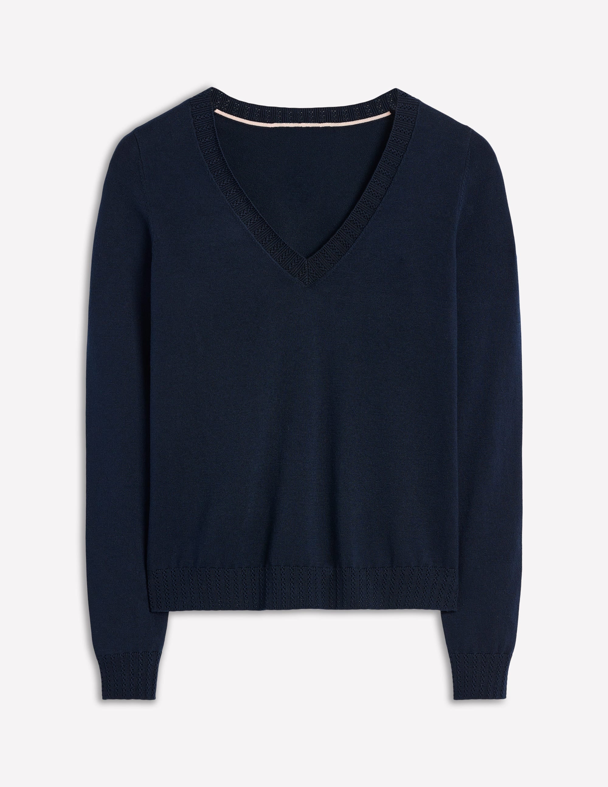 Emilia Baumwollpullover mit V-Ausschnitt-Marineblaue - Image 8