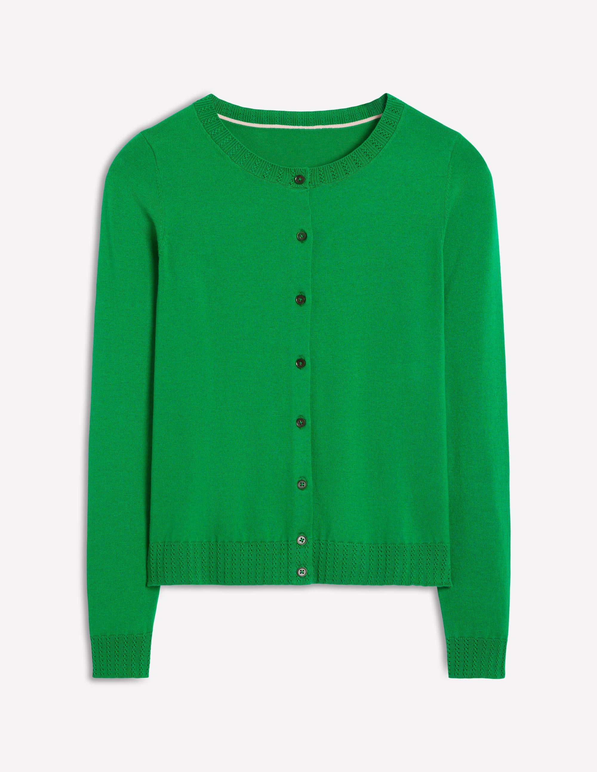Emilia Baumwollstrickjacke mit Rundhalsausschnitt-Grünes Tamburin - Image 5