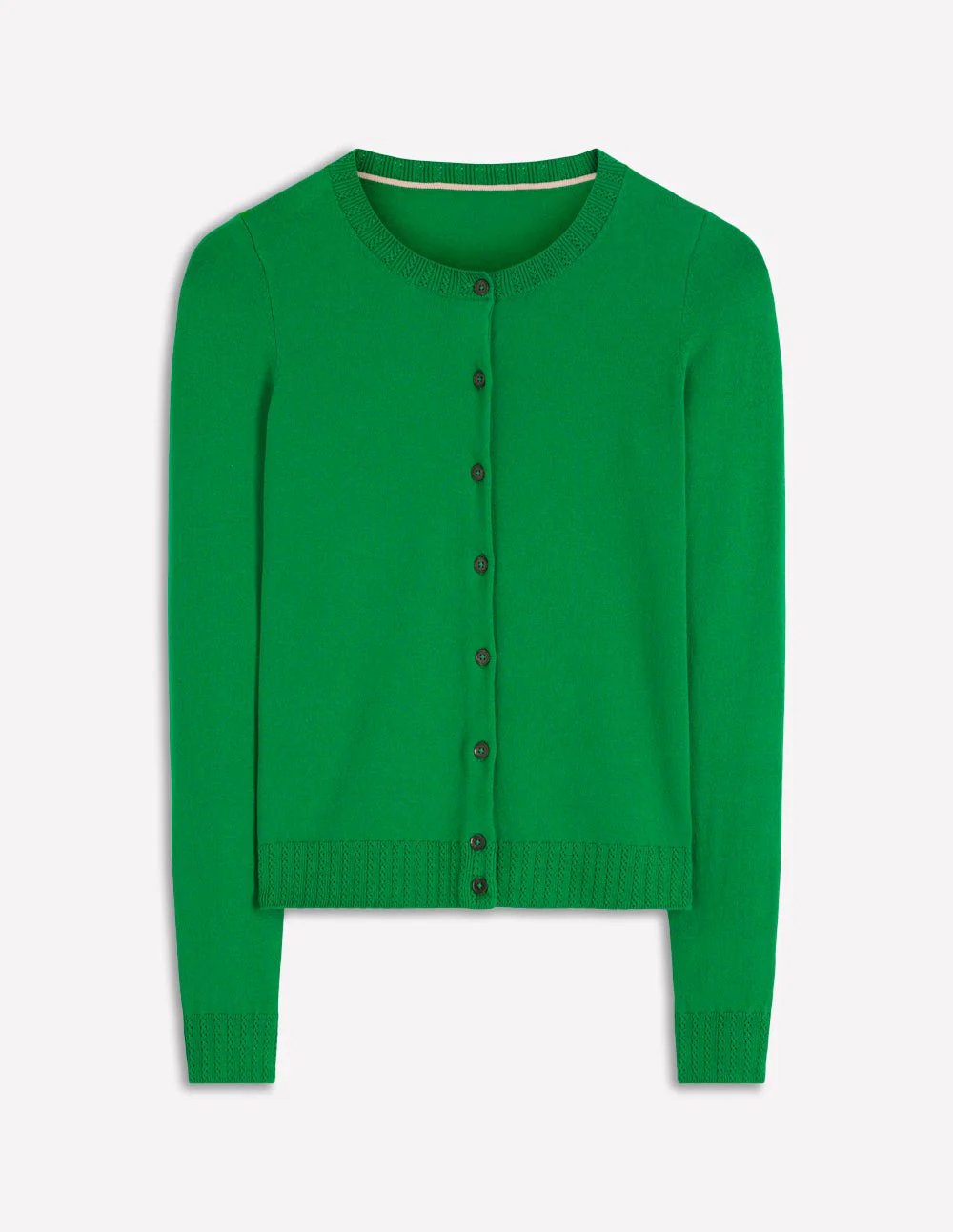 Emilia Baumwollstrickjacke mit Rundhalsausschnitt-Grünes Tamburin - Image 5