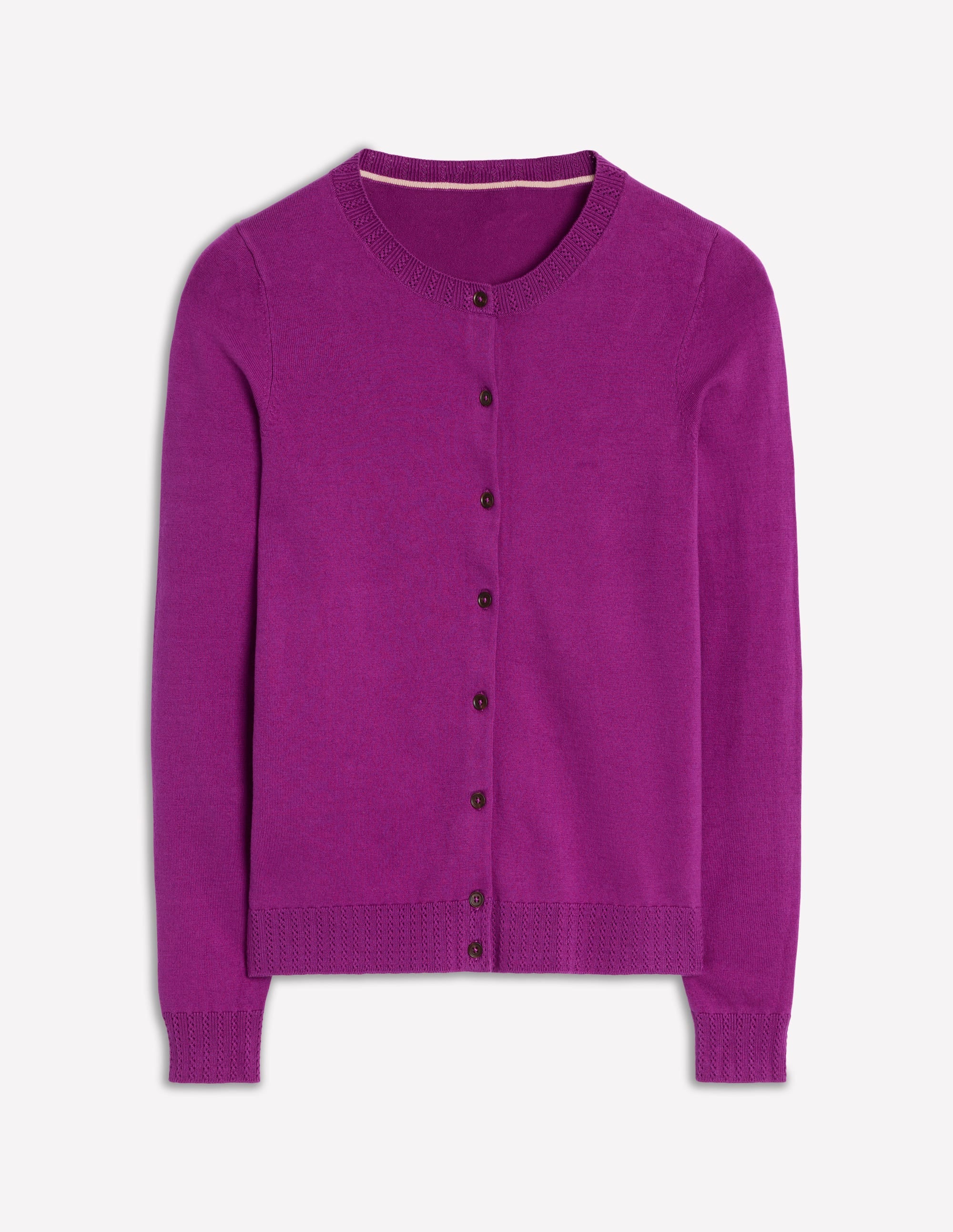 Emilia Baumwollstrickjacke mit Rundhalsausschnitt-Königliches Lila - Image 7