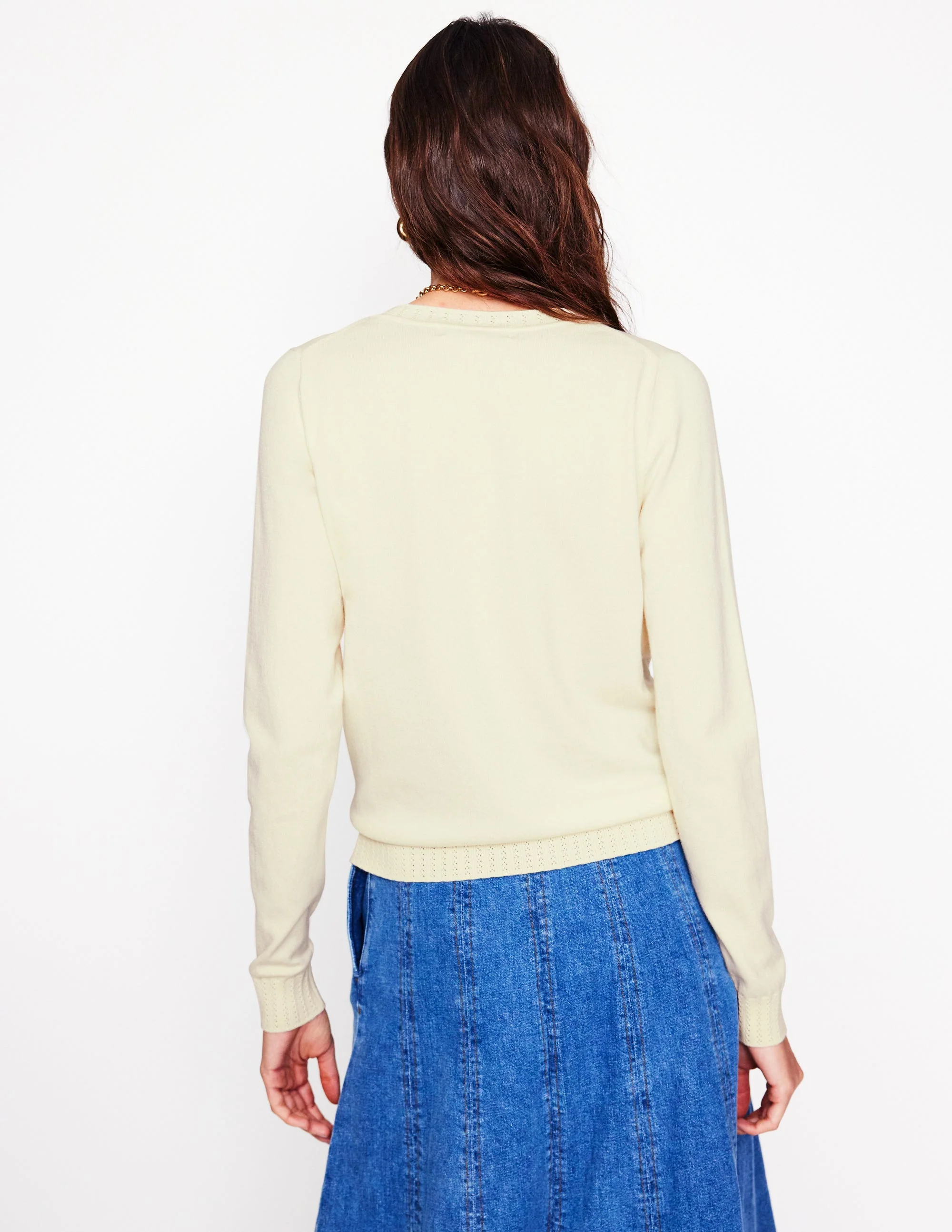 Emilia Baumwollstrickjacke mit Rundhalsausschnitt-Warmes Naturweiß - Image 3