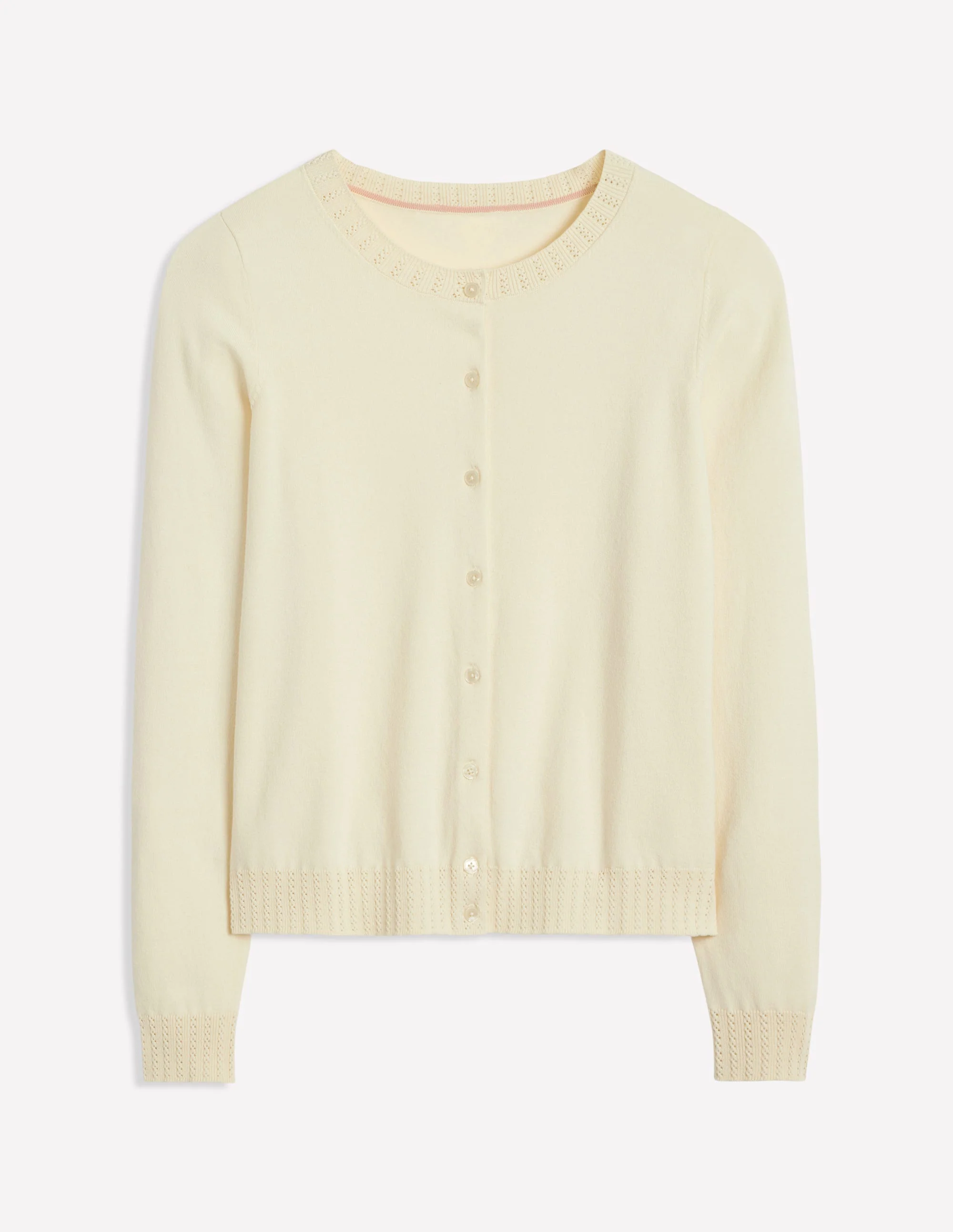 Emilia Baumwollstrickjacke mit Rundhalsausschnitt-Warmes Naturweiß - Image 5