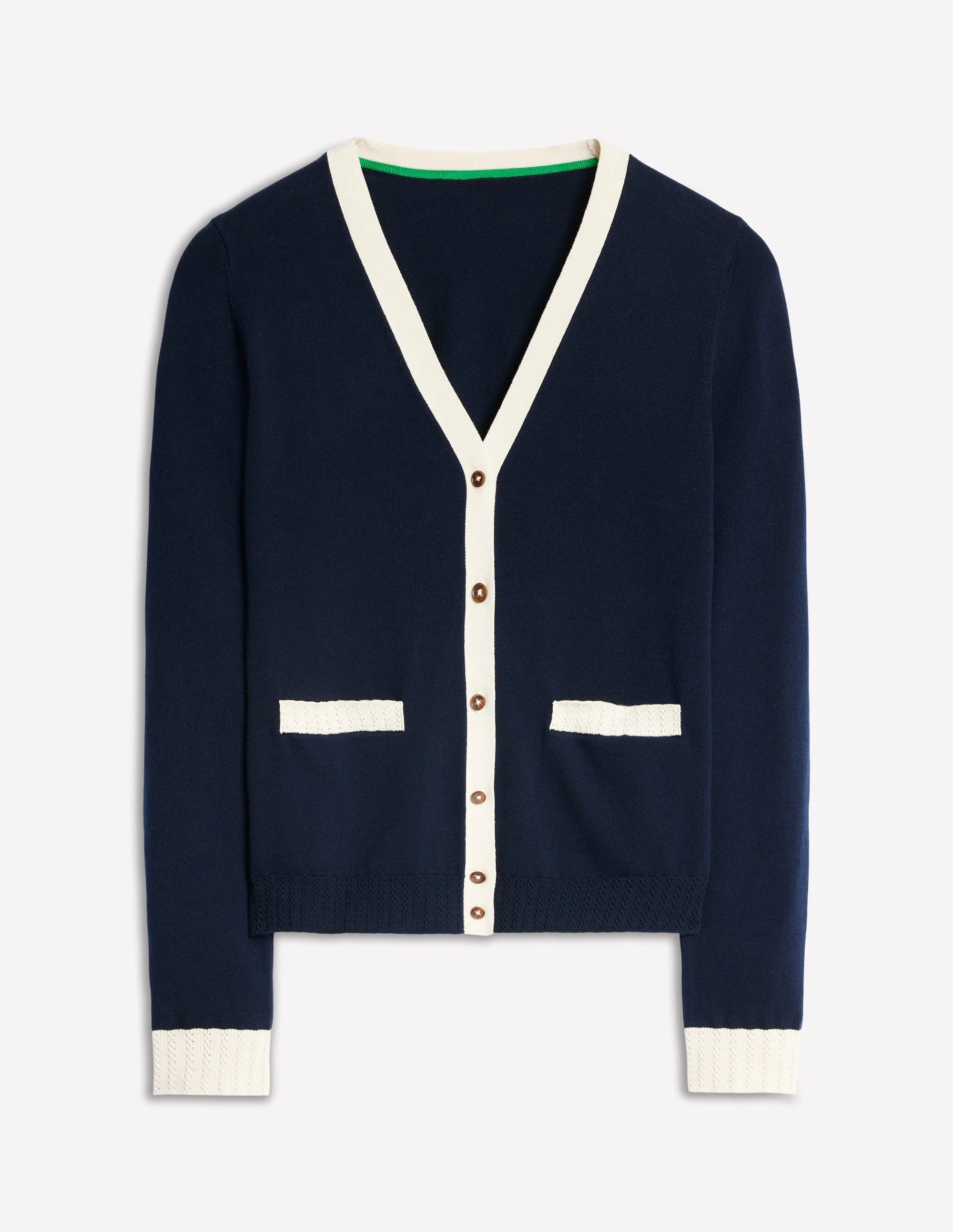 Emilia Baumwollstrickjacke mit V-Ausschnitt-Aqua Marine Marl - Image 5