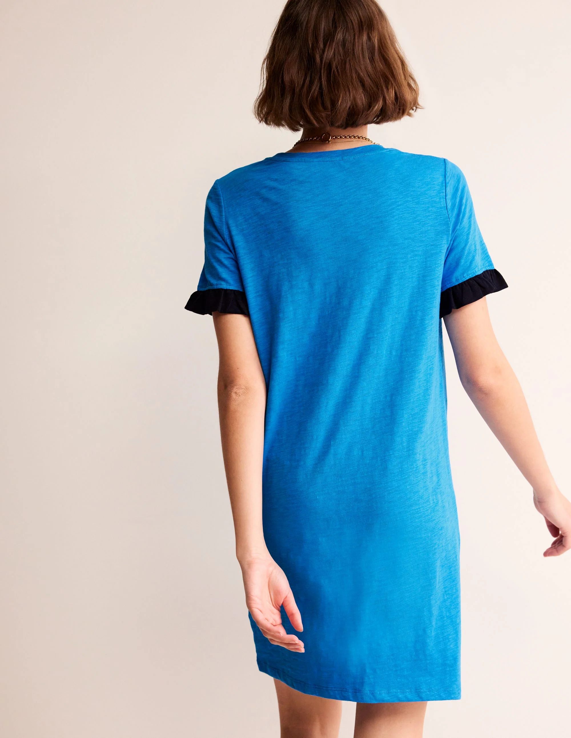 Emily Baumwollkleid mit Rüschen-Blitzblau - Image 3