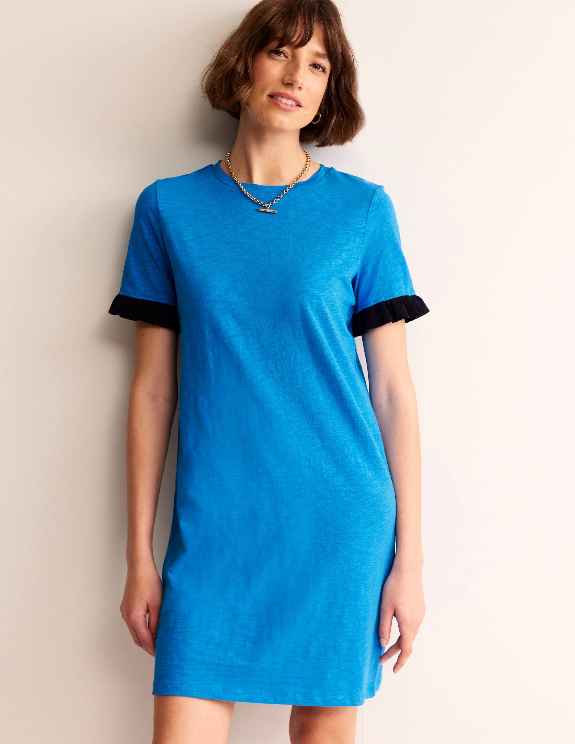 Emily Baumwollkleid mit Rüschen-Blitzblau - Image 4