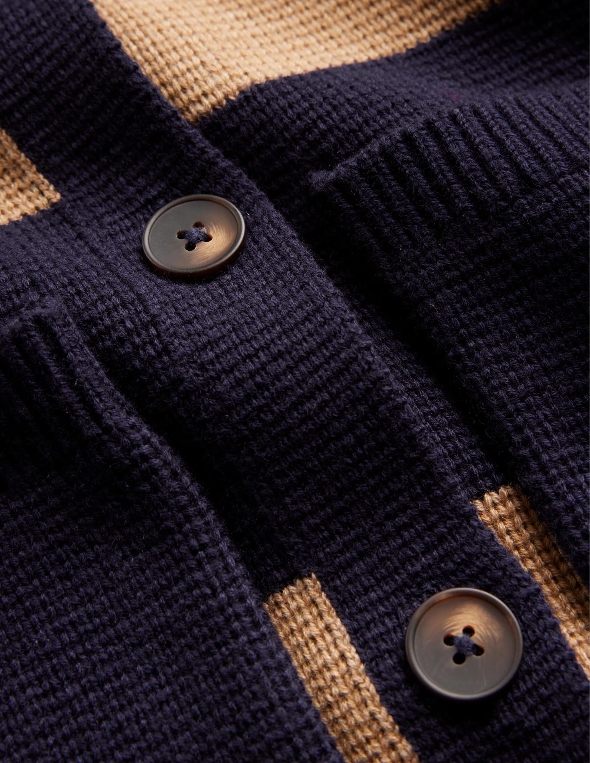 Emily Strickjacke aus Wollmischgewebe-Marineblau und Kamelbraun Meliert - Image 6