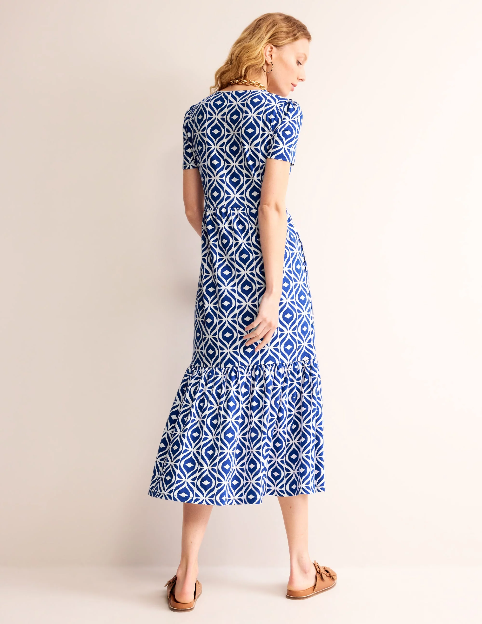 Emma Gestuftes Jersey-Midikleid-Surf the Web, Diamond Wave - Image 3