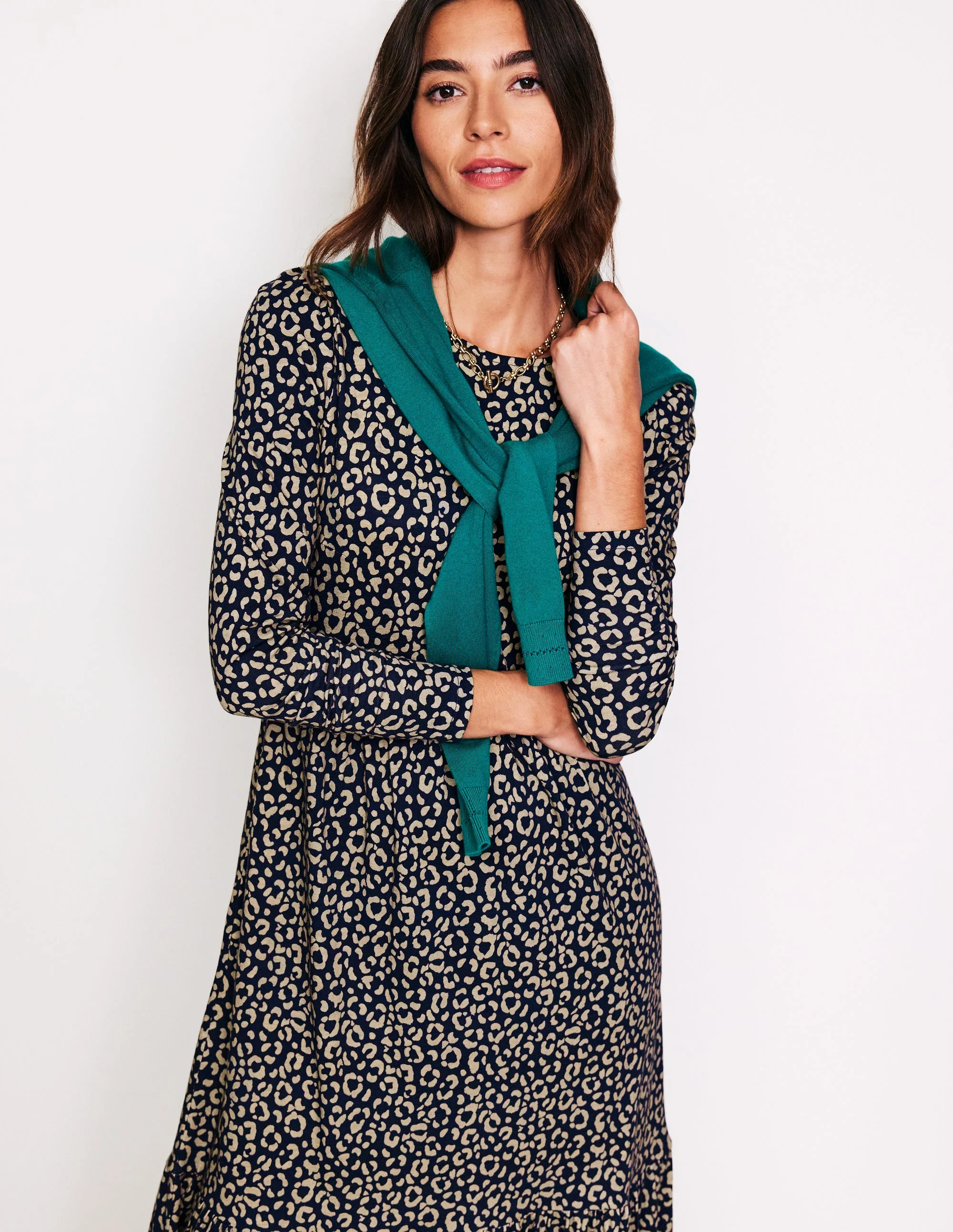 Emma Langärmeliges Jerseykleid-Macadamia, Tierabdruck - Image 4