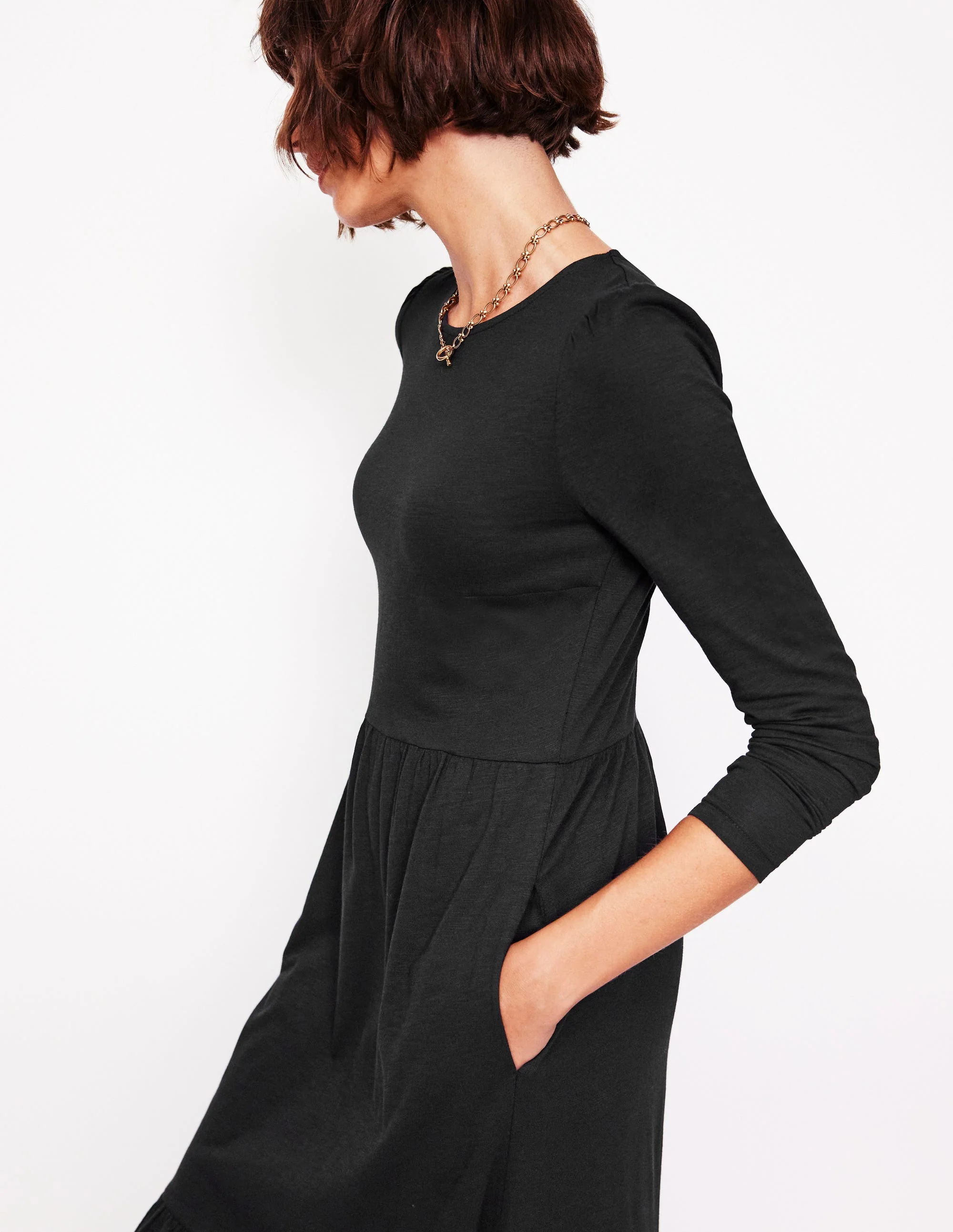 Emma Langärmeliges Jerseykleid-Schwarz - Image 2