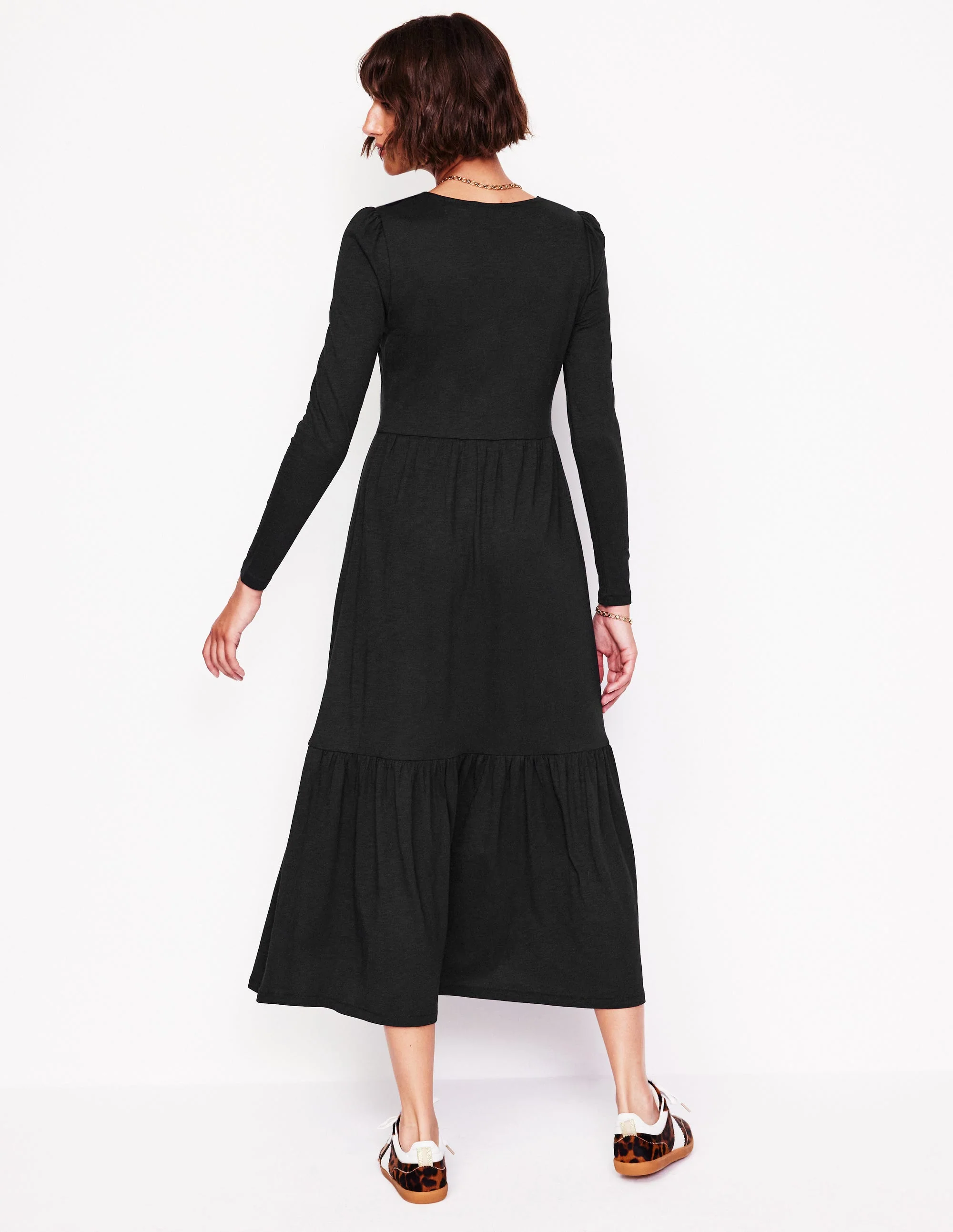 Emma Langärmeliges Jerseykleid-Schwarz - Image 3