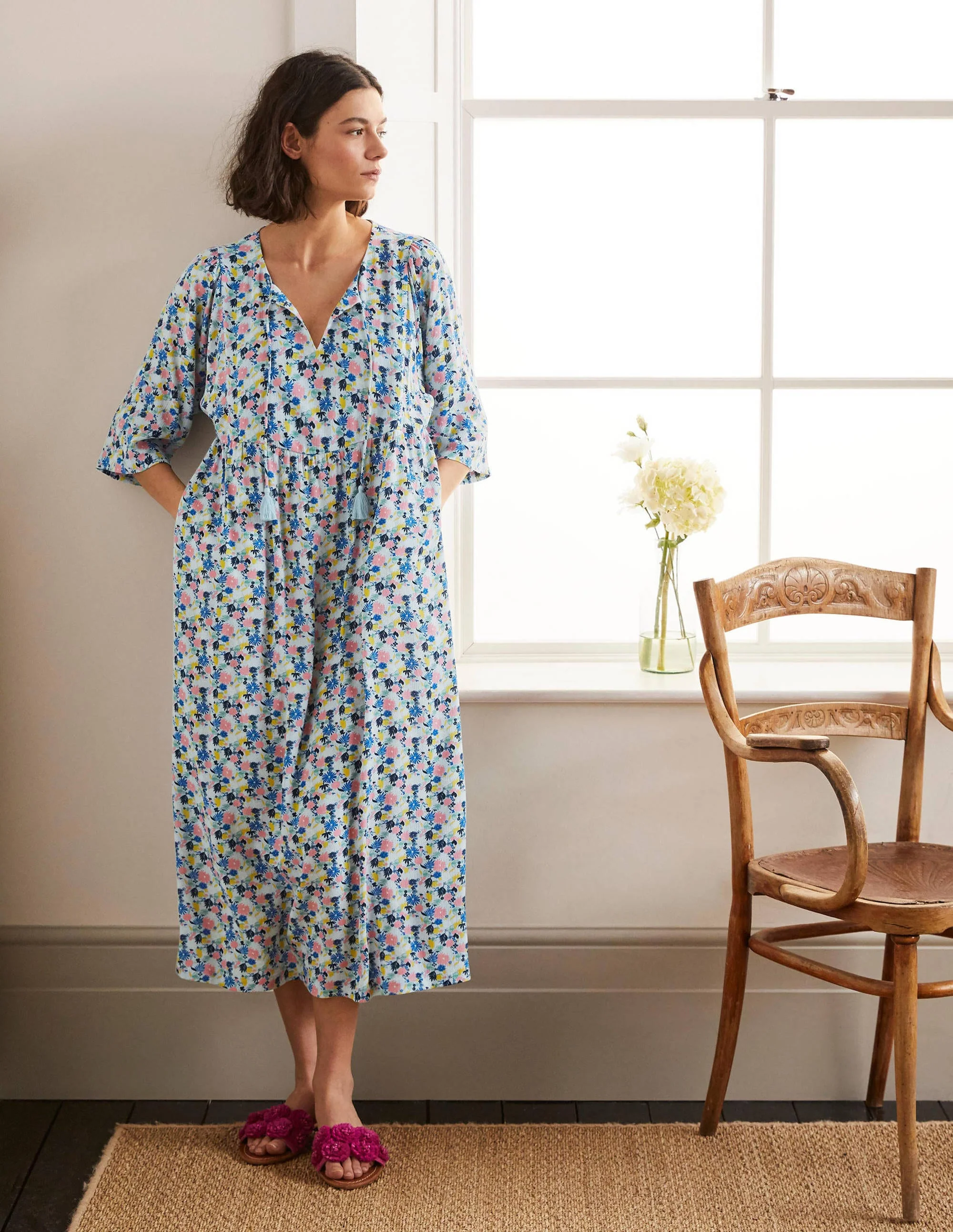 Empire-Kleid mit Nackenband-Surfblau, Zauberhafte Blumen - Image 3