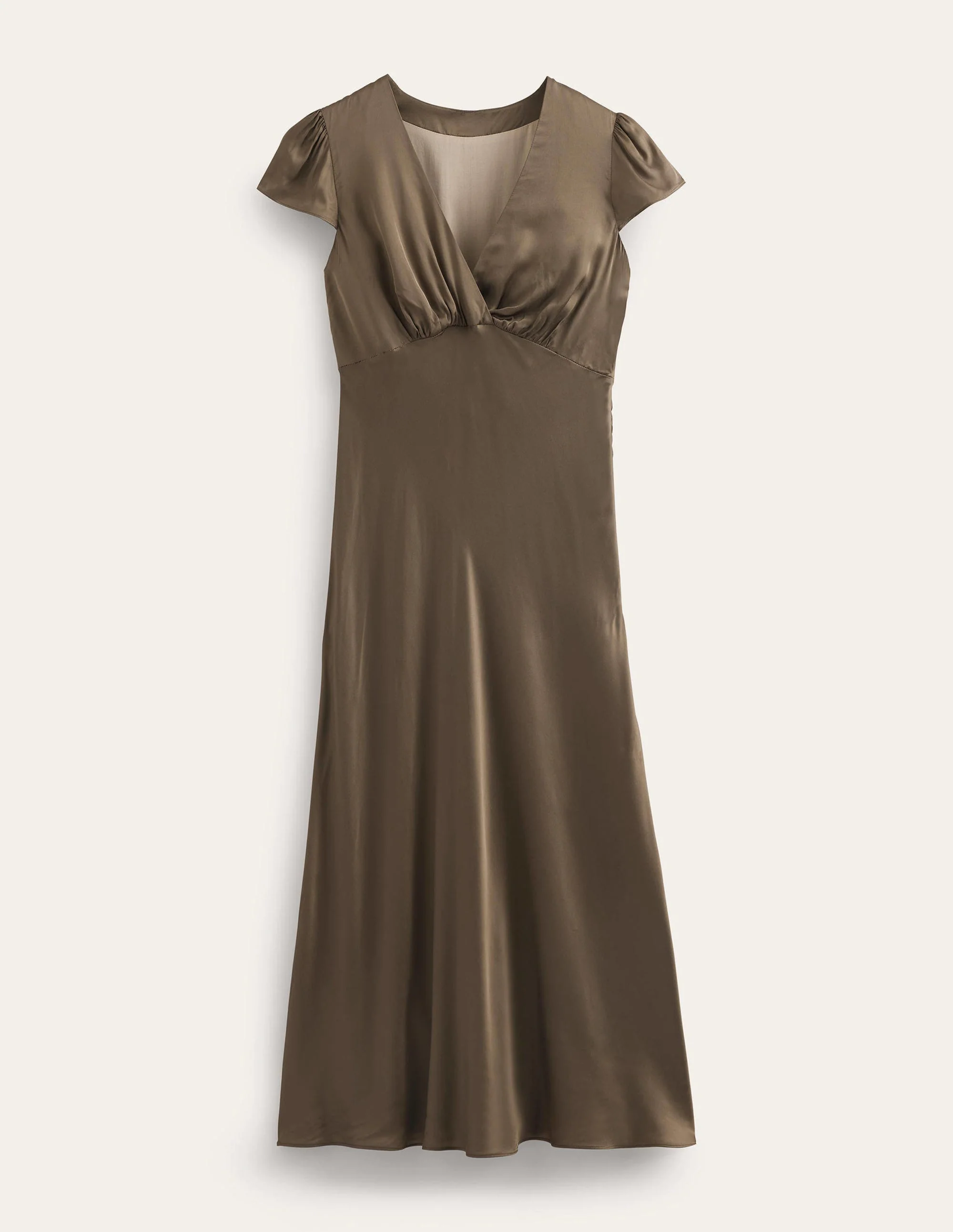 Empire-Midikleid aus Satin-Khaki - Image 5