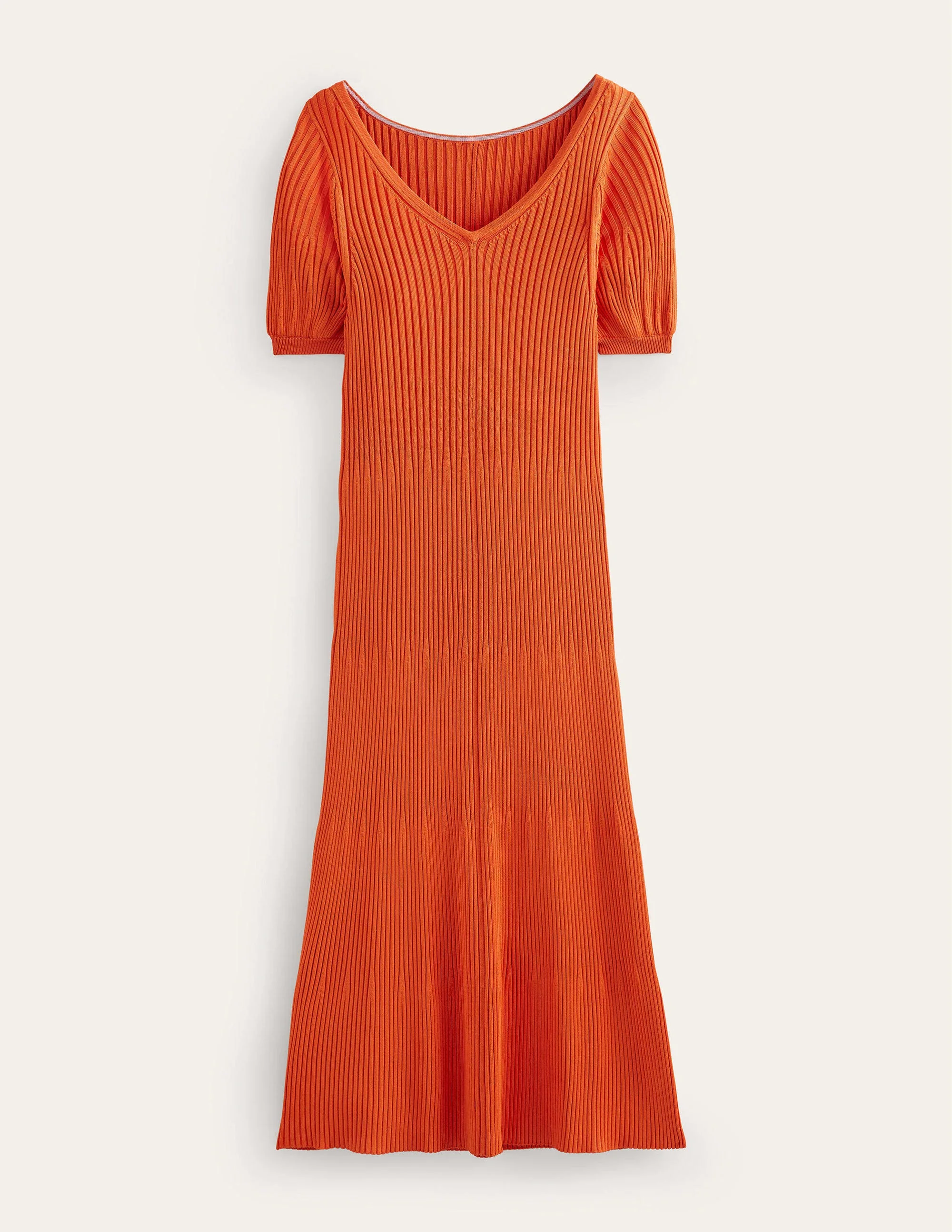 Empire-Strickkleid mit schrägen Nähten-Kumquatorange - Image 6
