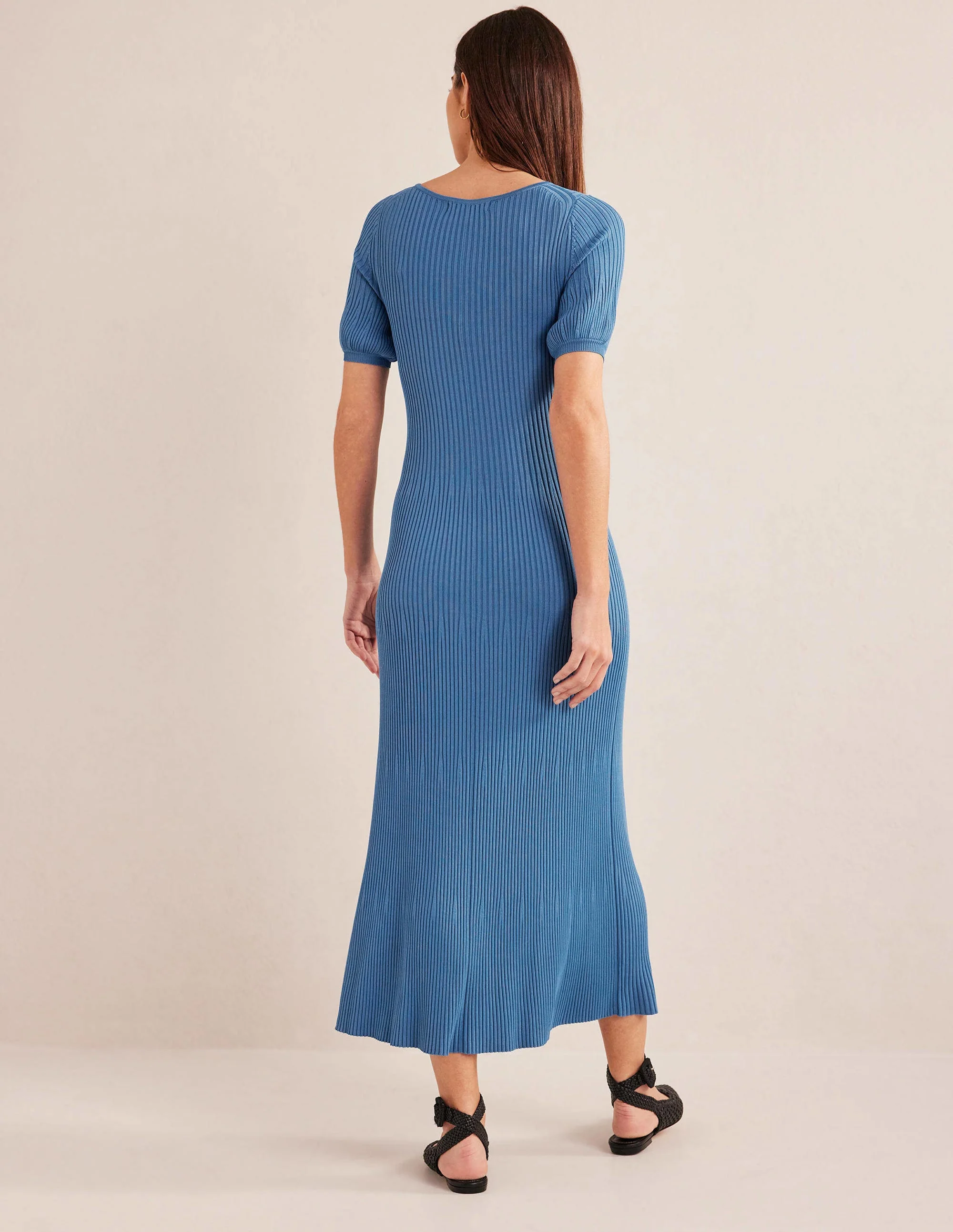 Empire-Strickkleid mit schrägen Nähten-Porzellanblau - Image 3