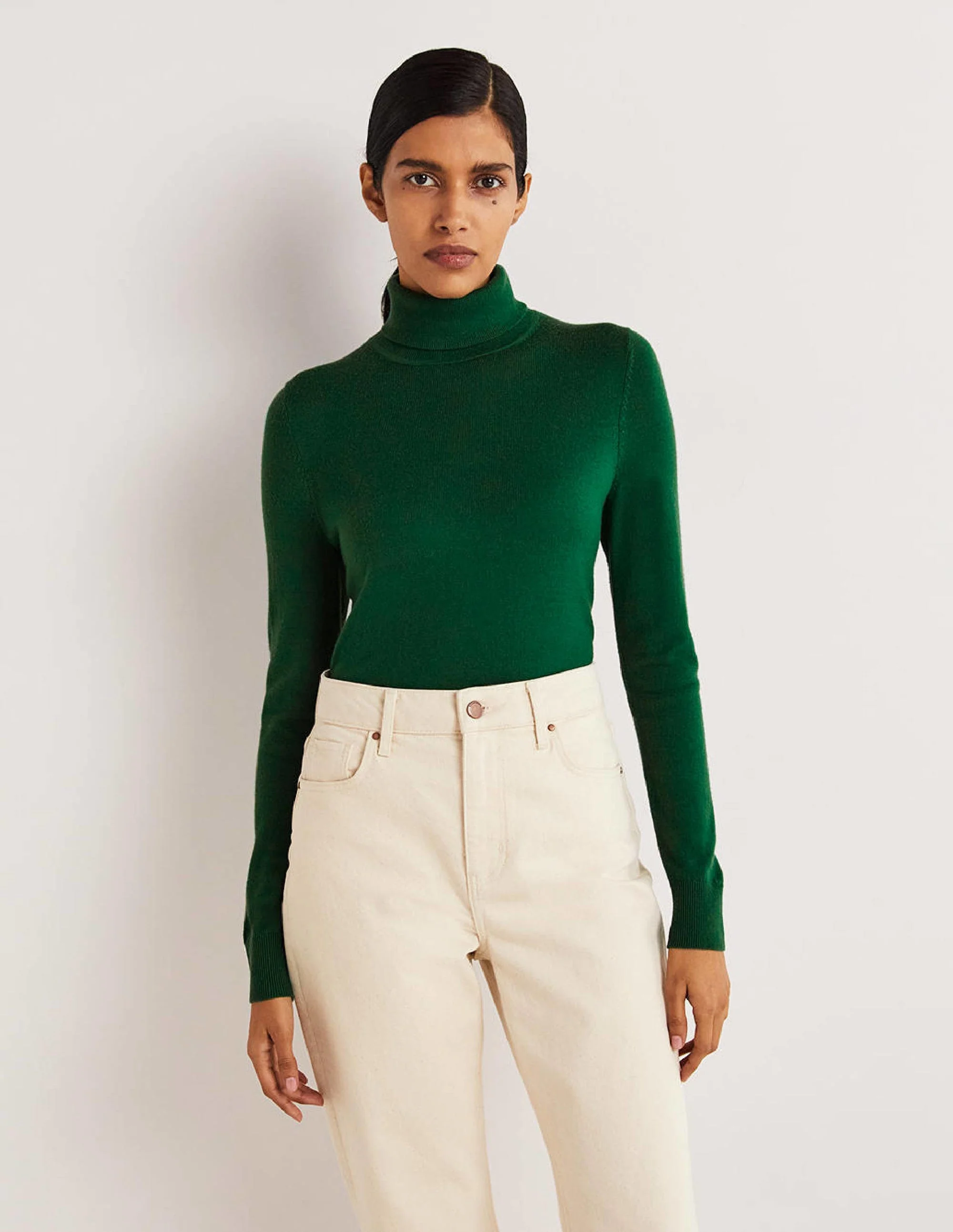 Eng geschnittener Rollkragenpullover aus Merinowolle-Trekking-Grün - Image 2