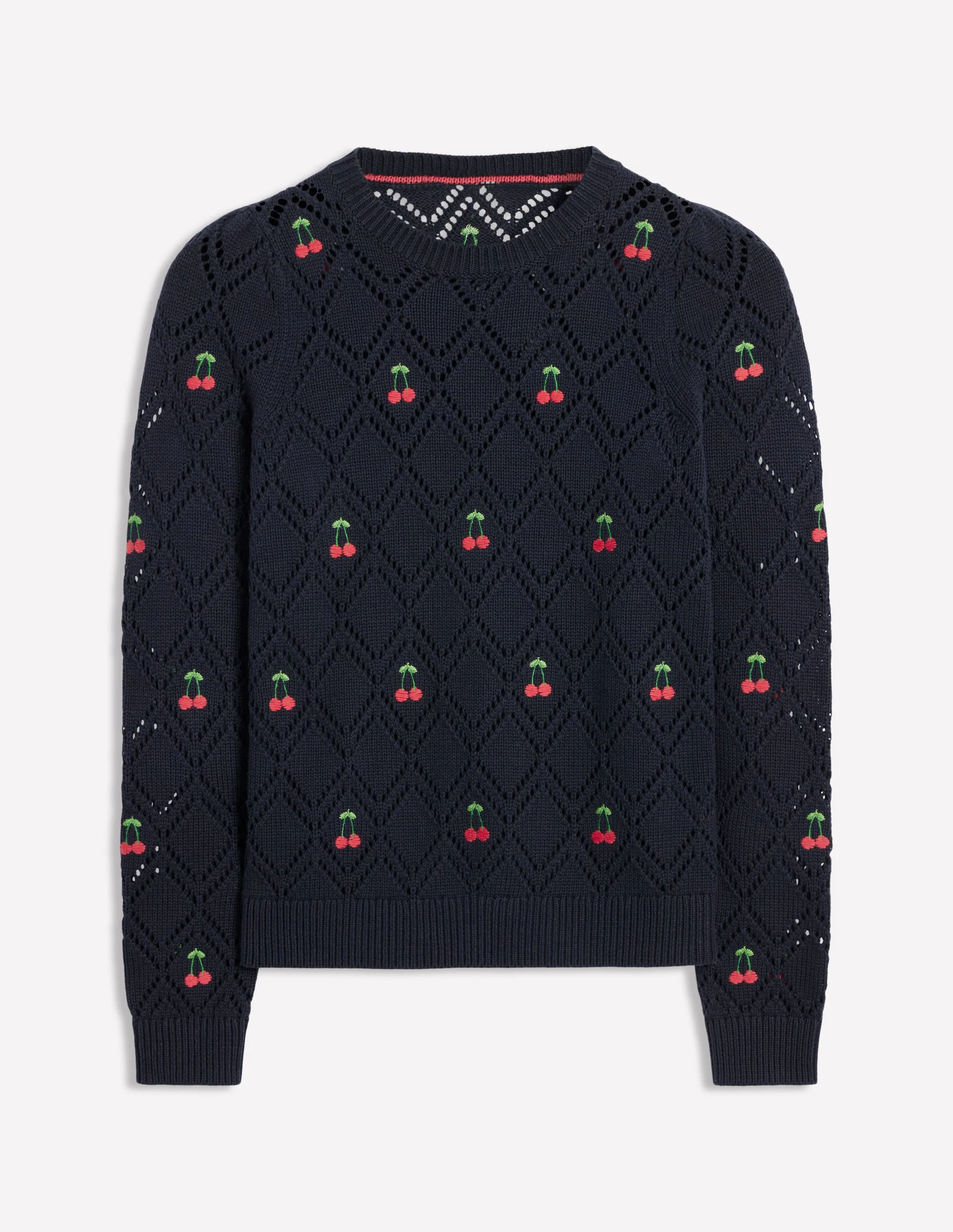 Enid Pullover mit Stickerei-Marineblau, Kirschen - Image 6
