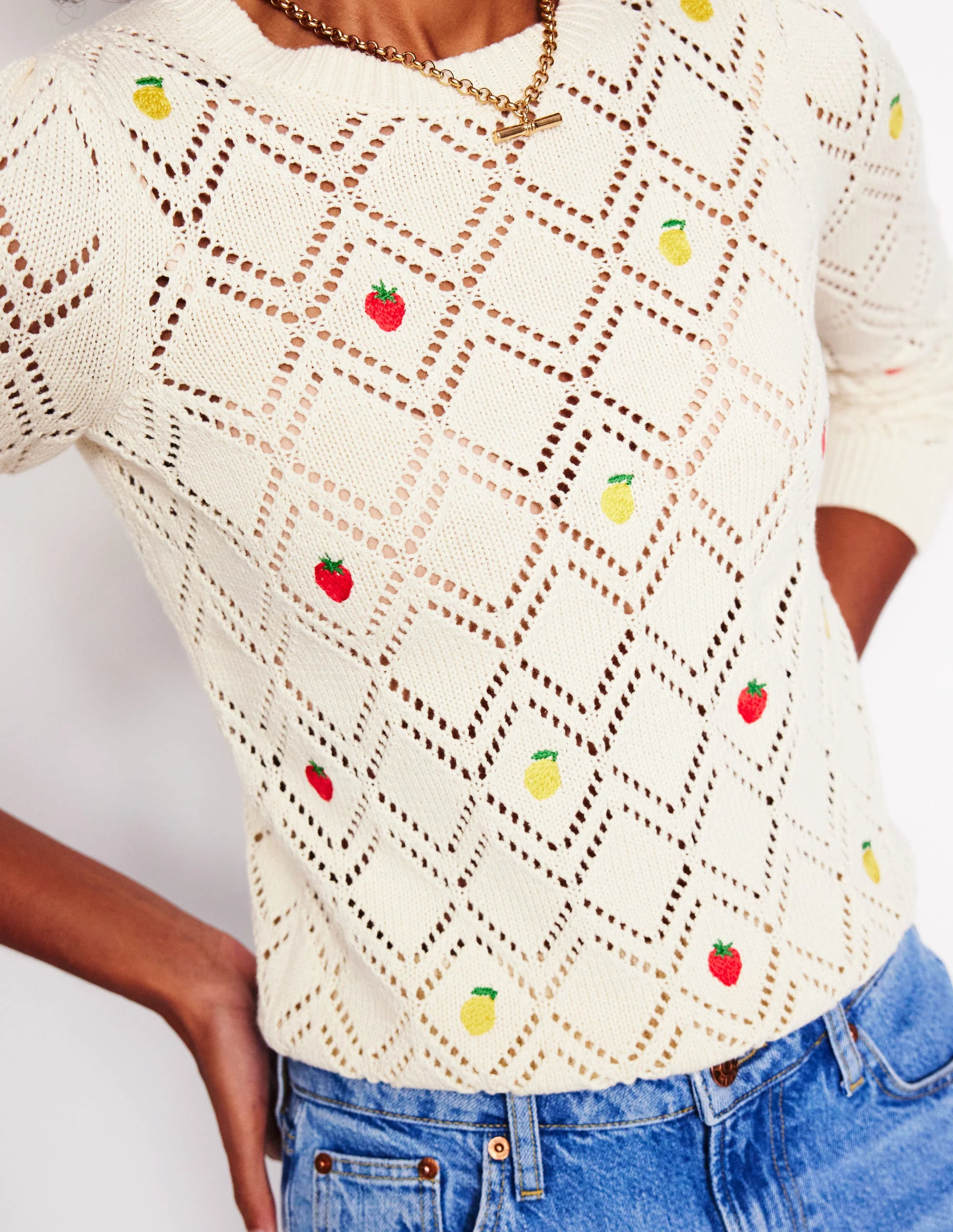 Enid Pullover mit Stickerei-Warmes Naturweiß, Obst - Image 3