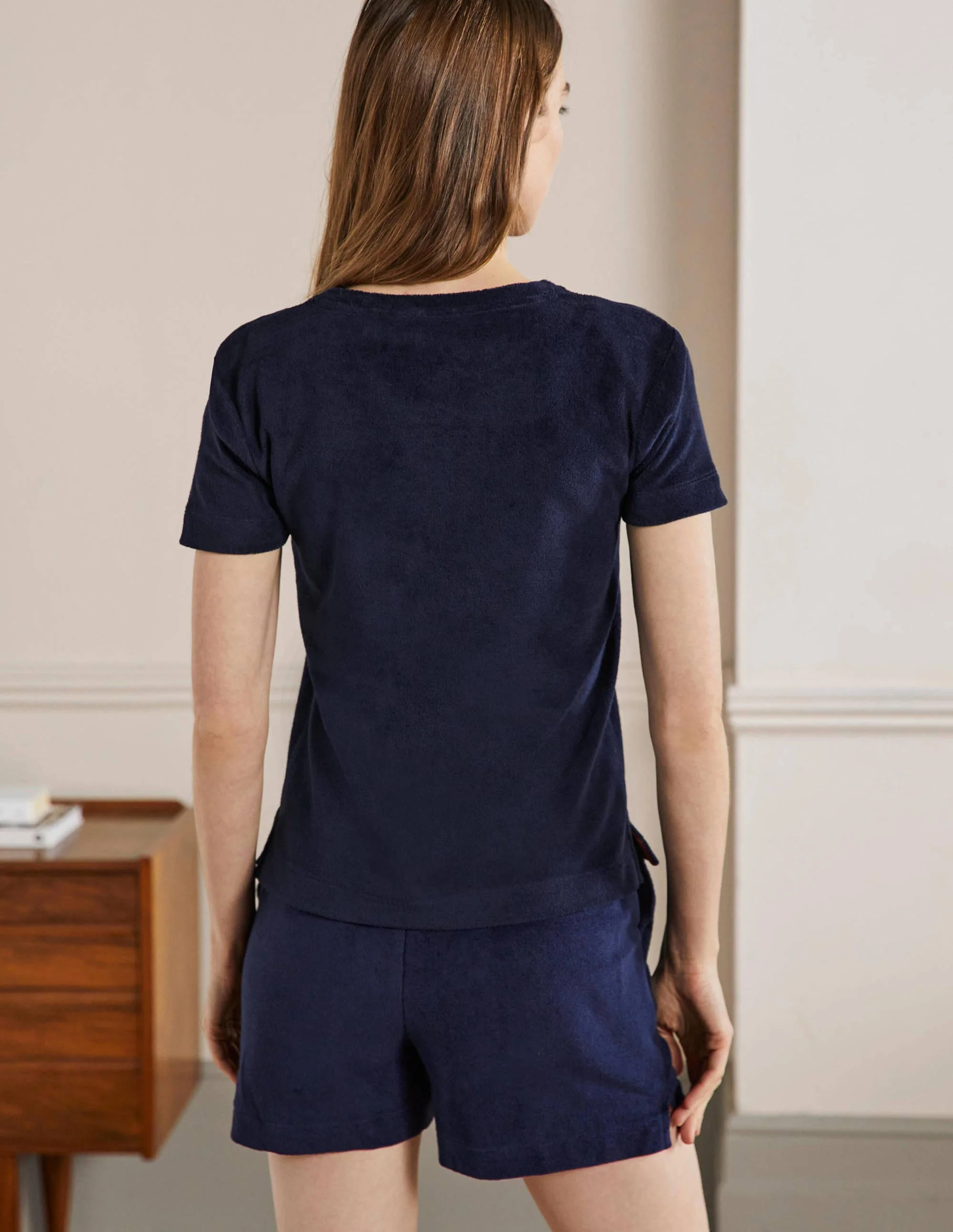 Erica Frottee-Oberteil mit Rundhalsausschnitt-Marineblau - Image 3